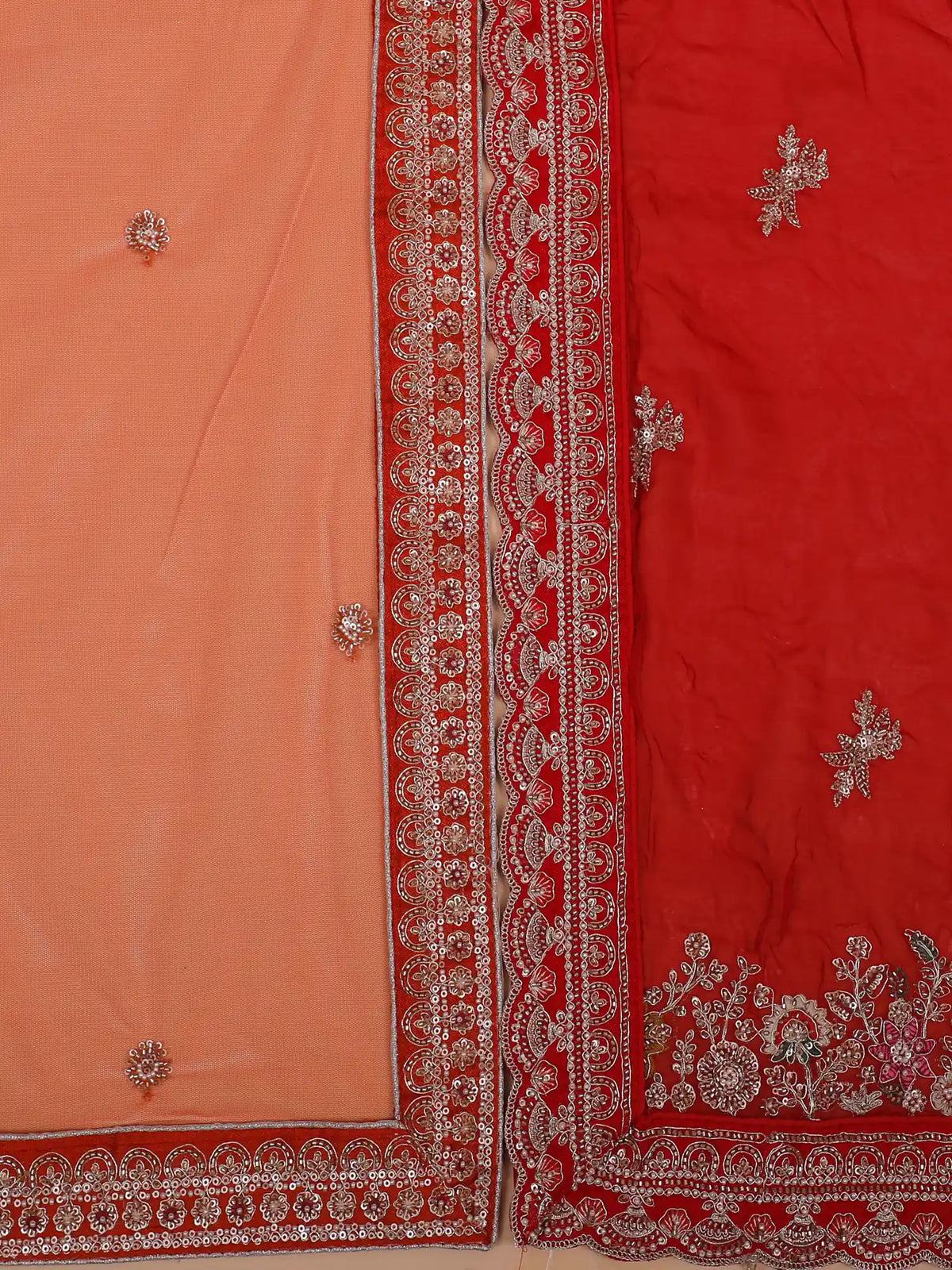 Discover Unique Red Bridal Lehenga Featuring Two-Tone Peacock Embroidery