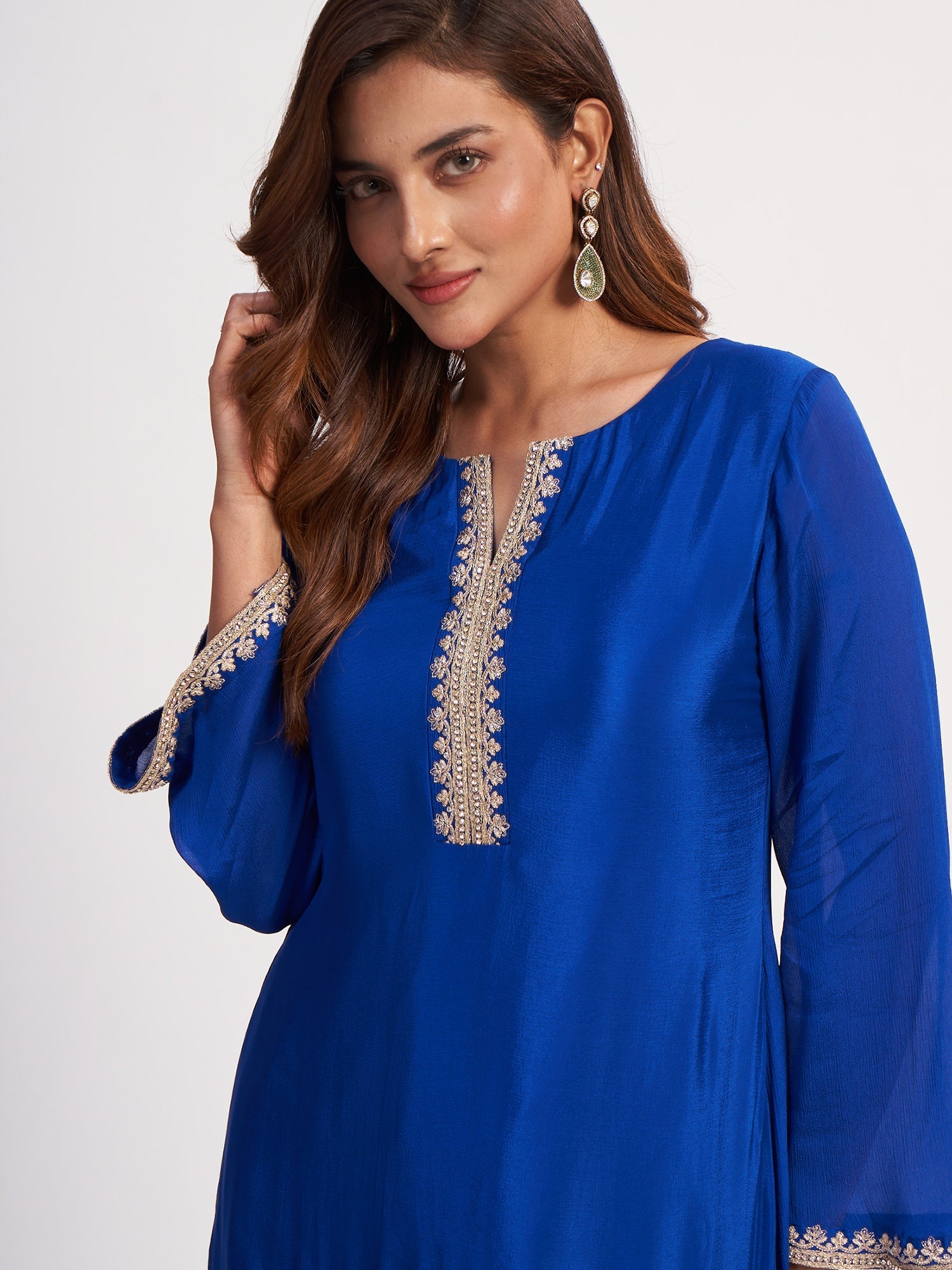 Royal Blue Pure Chinon Dress