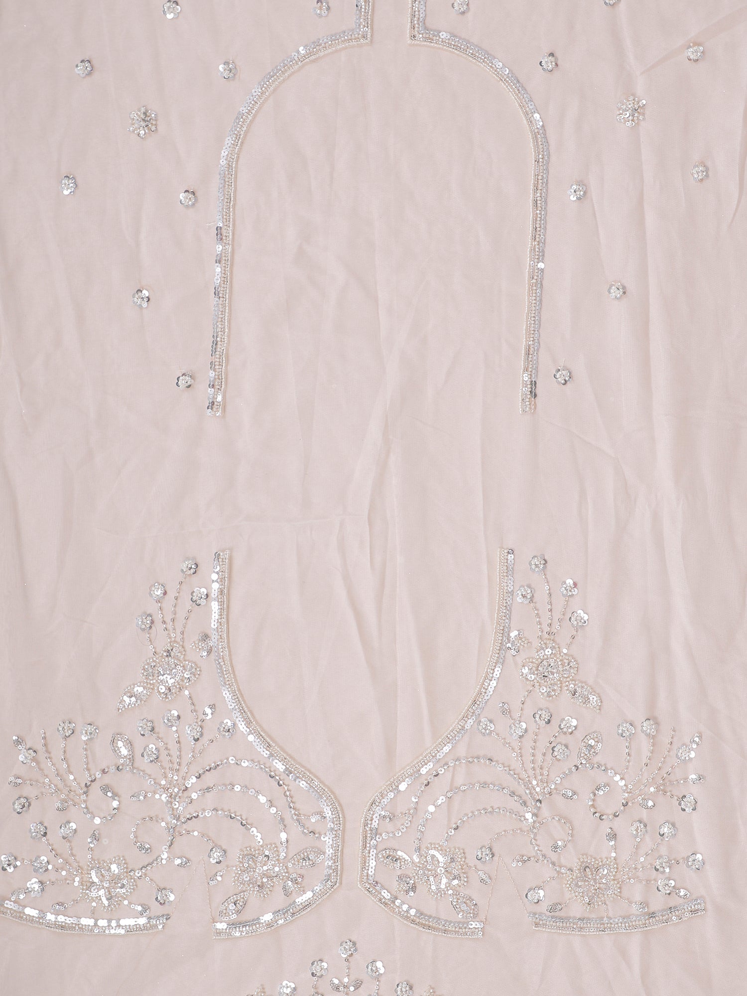 White Silk Lehenga with Beads &amp; Sequins