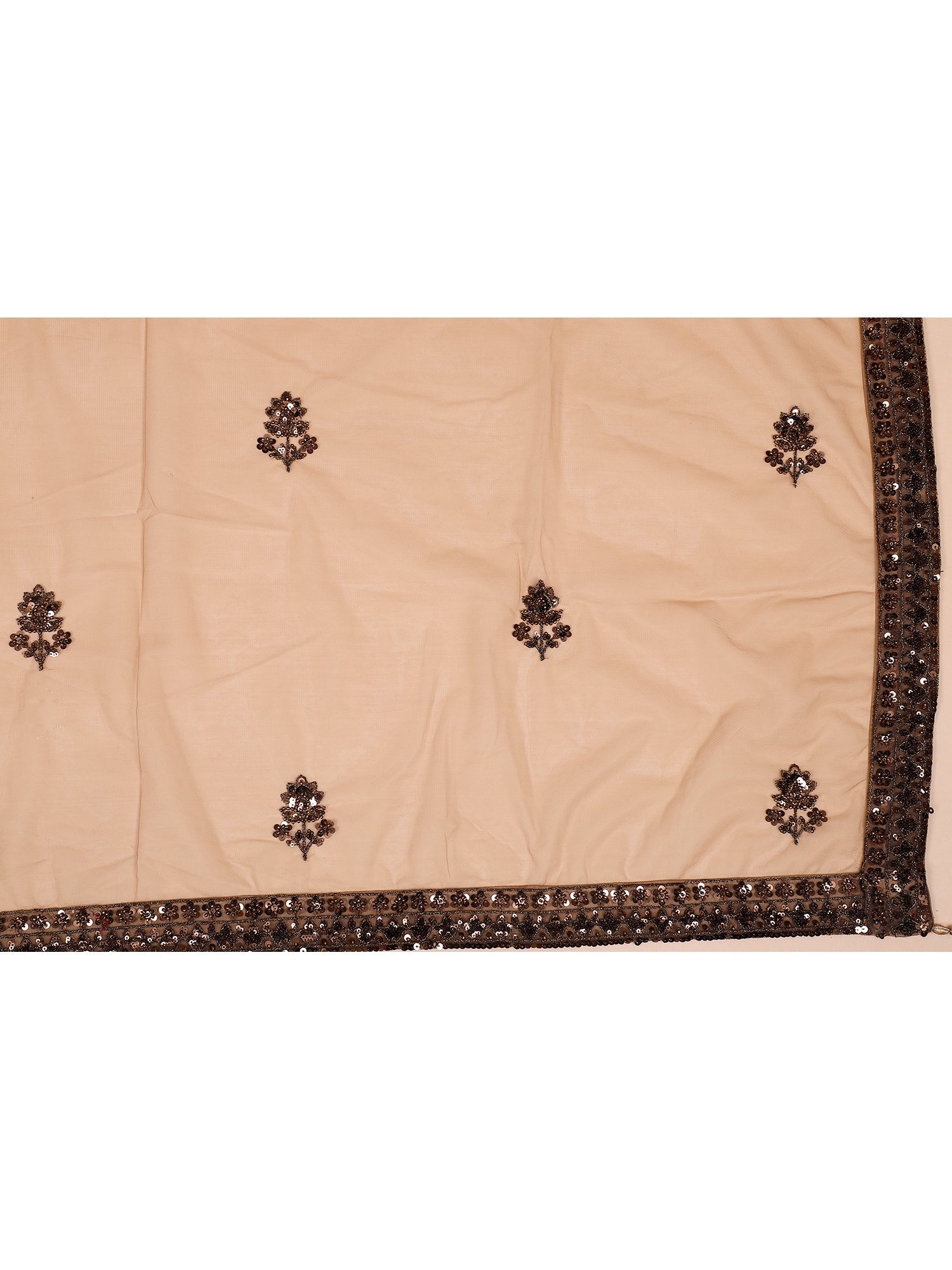 Bronze Net Croptop with Beads &amp; Sequins