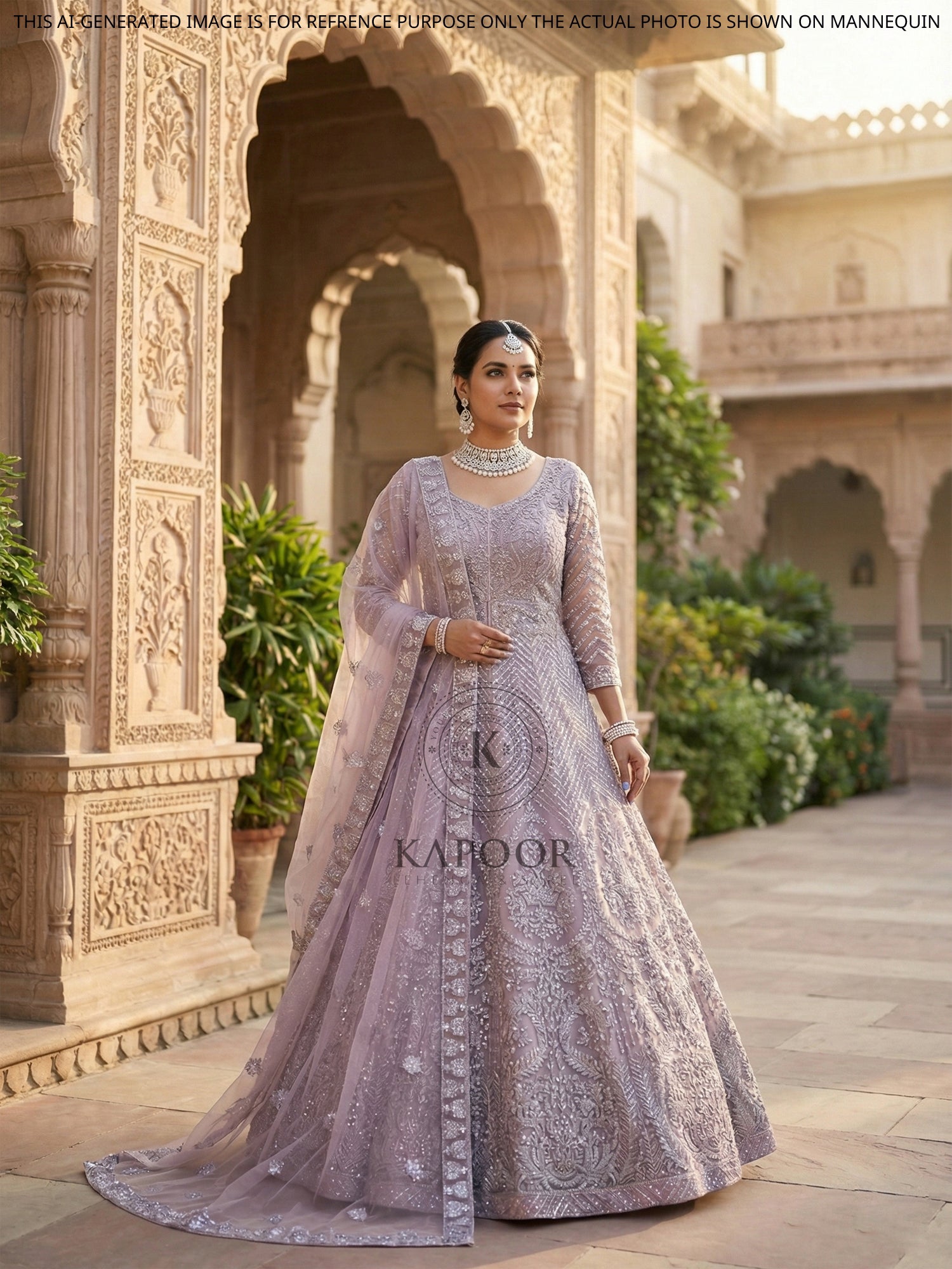 strapless open back dress PURPLE NET SILK SIDE SLIT INDIAN WEDDING DRESS