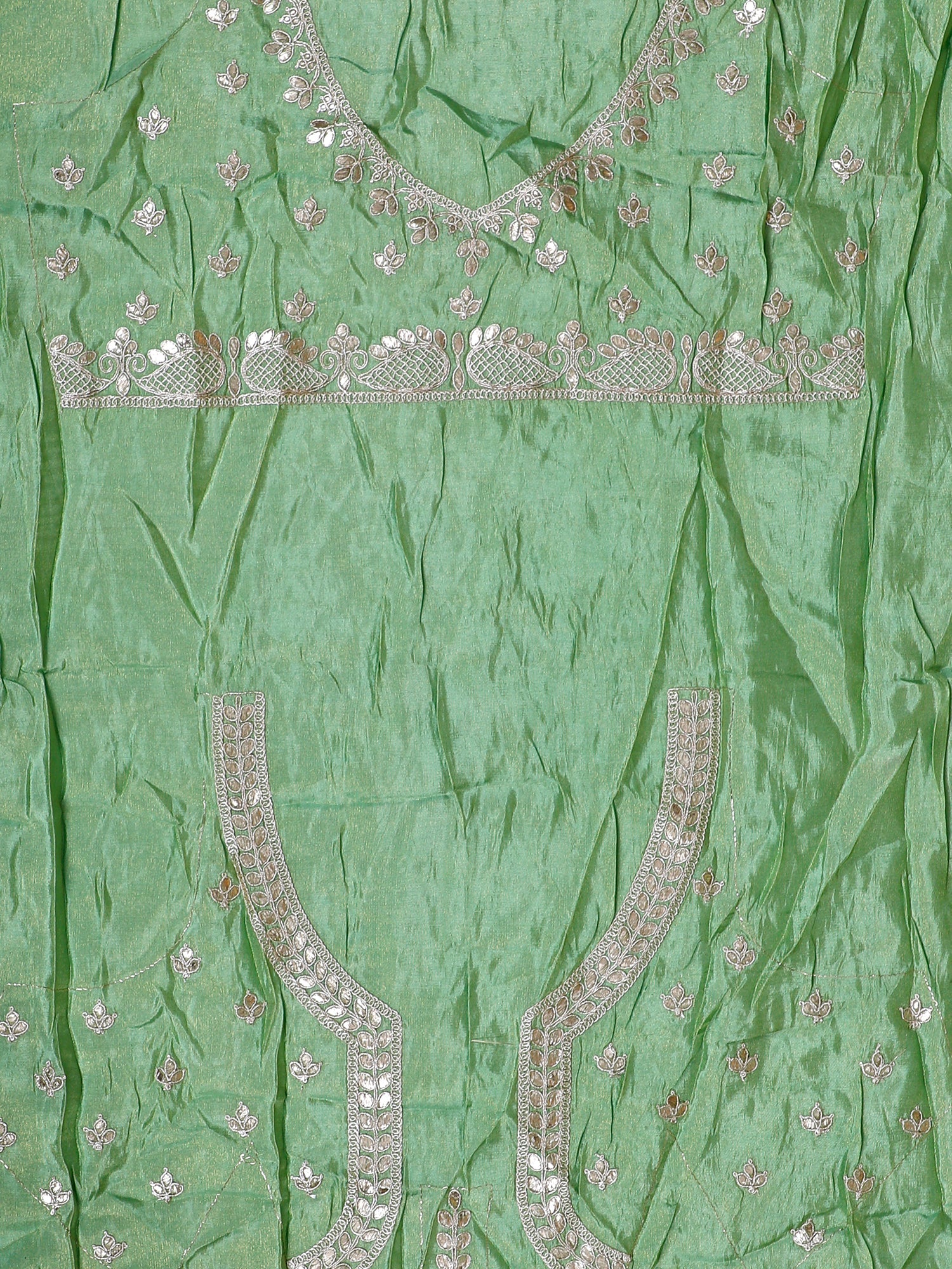 Emerald Green Shimmer Silk Lehenga with gota patti