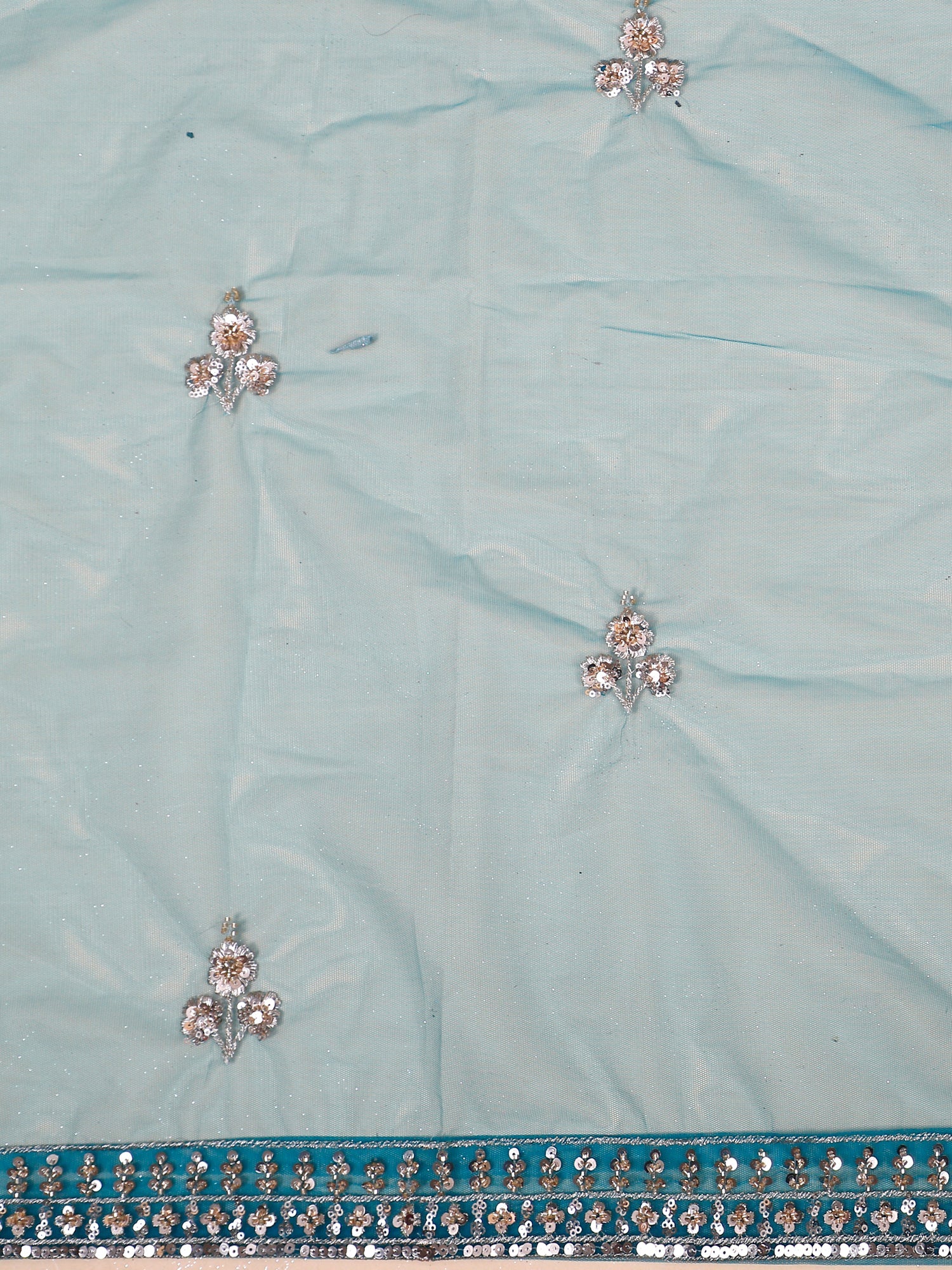 Celestial Blue Sequined Lehenga with beads