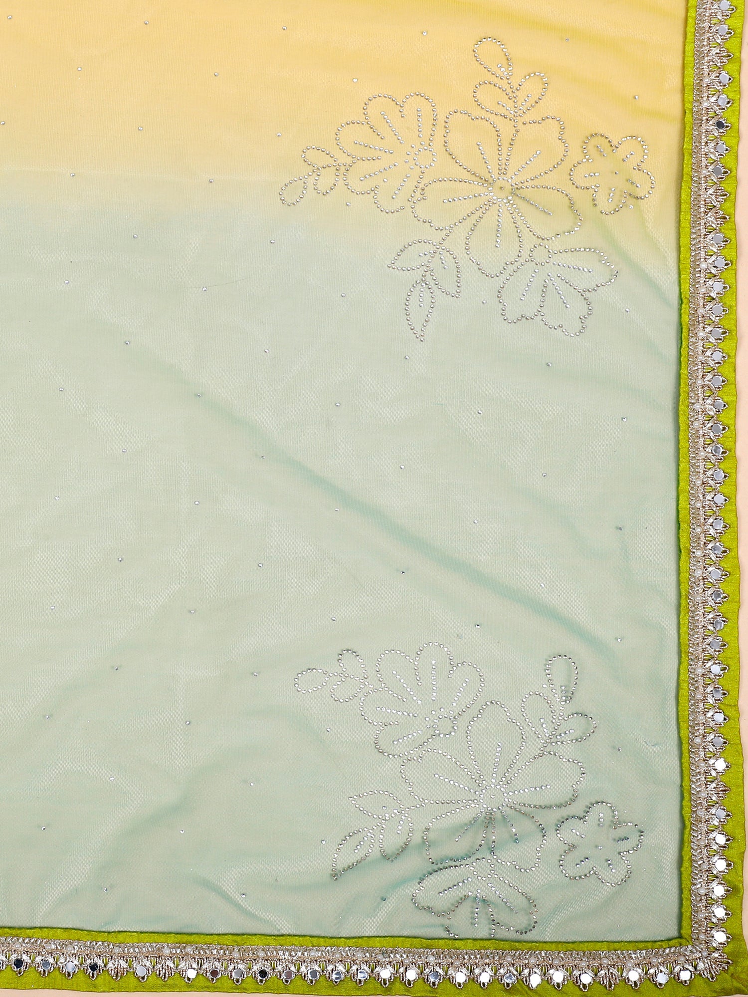 Vibrant Multi-Color Organza Lehenga with Handcrafted Jarkan