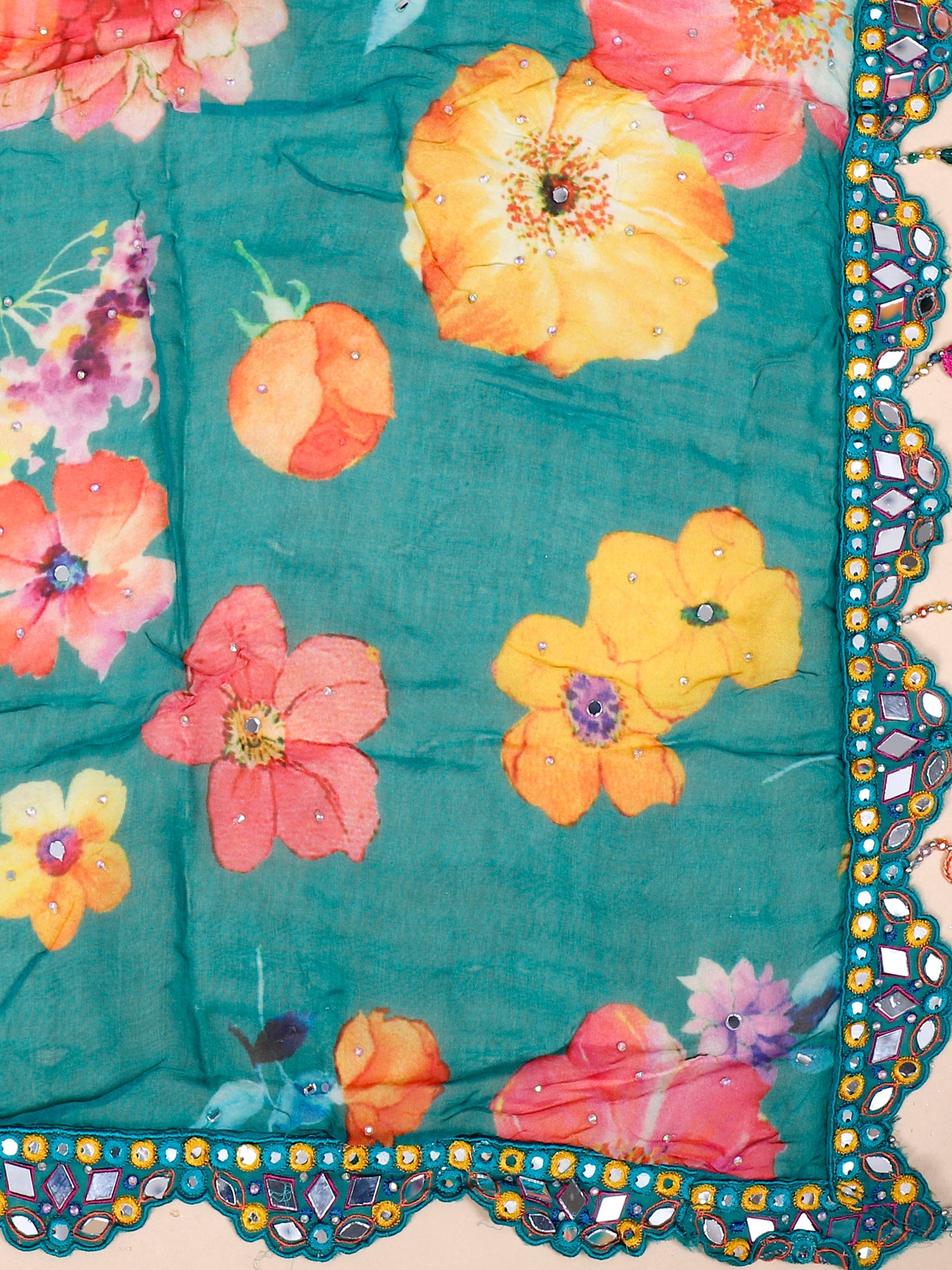 Fiesta Glow Printed Lehenga with Handcrafted Beads