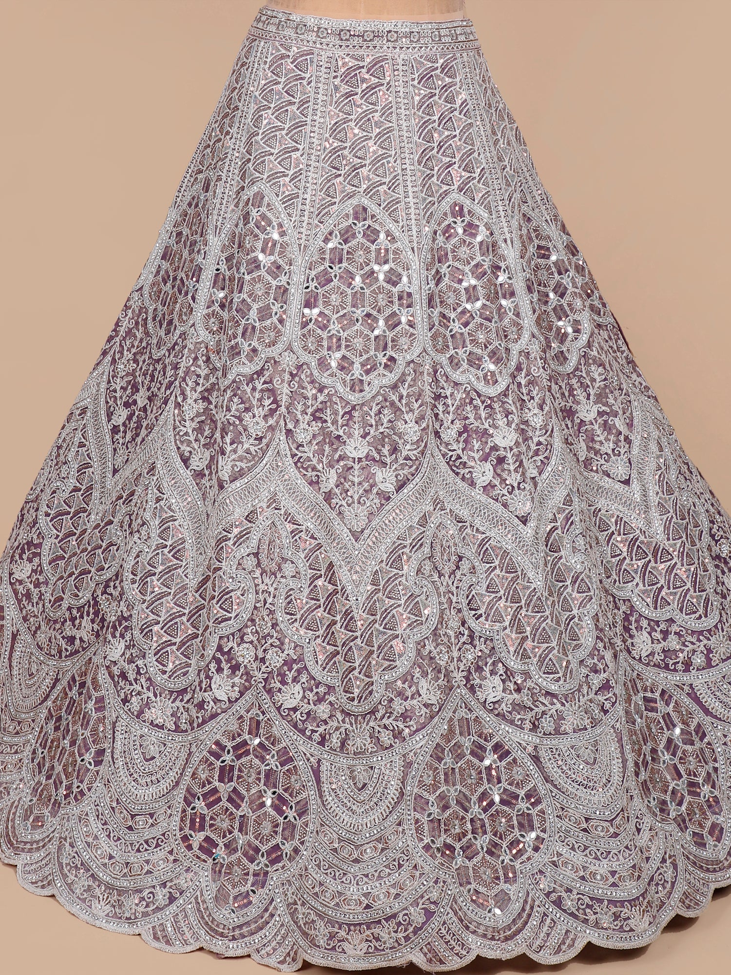 Lavender Mist Shimmer Lehenga with Mirror work