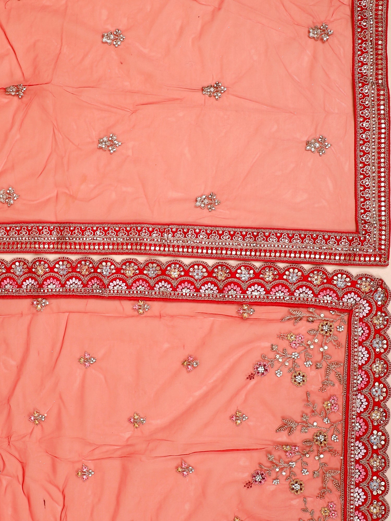 Regal Red Silk Lehenga Multi Thread &amp; Jarkan Design