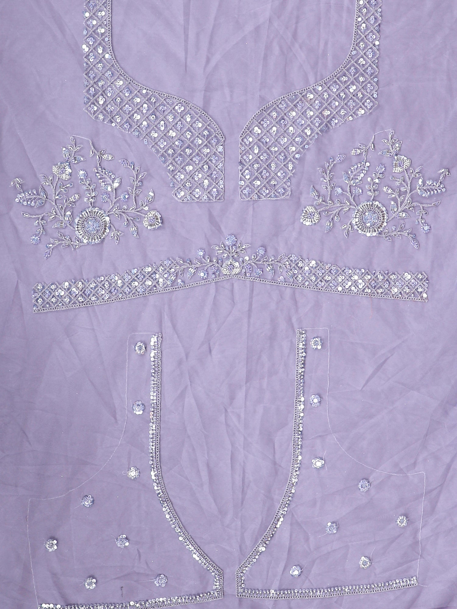 Lavender Elegance Lehenga with Net Base &amp; Beads