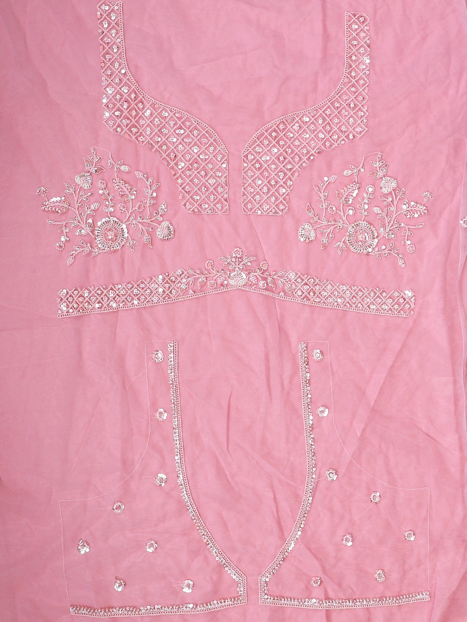 Soft Baby Pink Lehenga with Handcrafted Beads and Embroidery