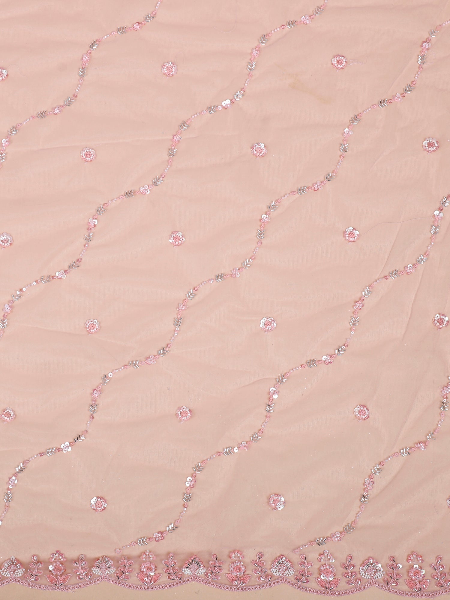 Soft Baby Pink Lehenga with Handcrafted Beads and Embroidery