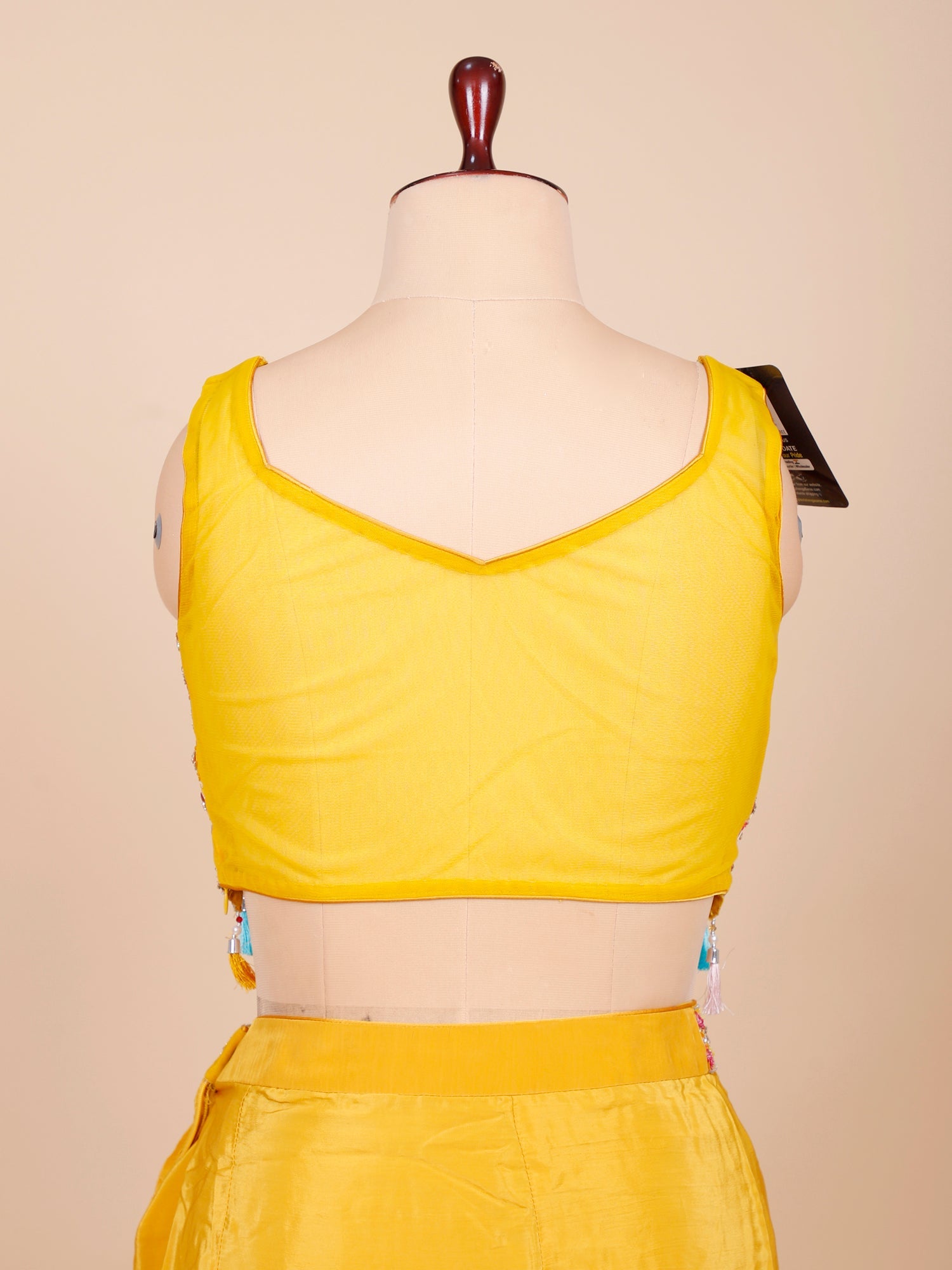 Sunshine Yellow Chinon indo-western with Multi-Thread