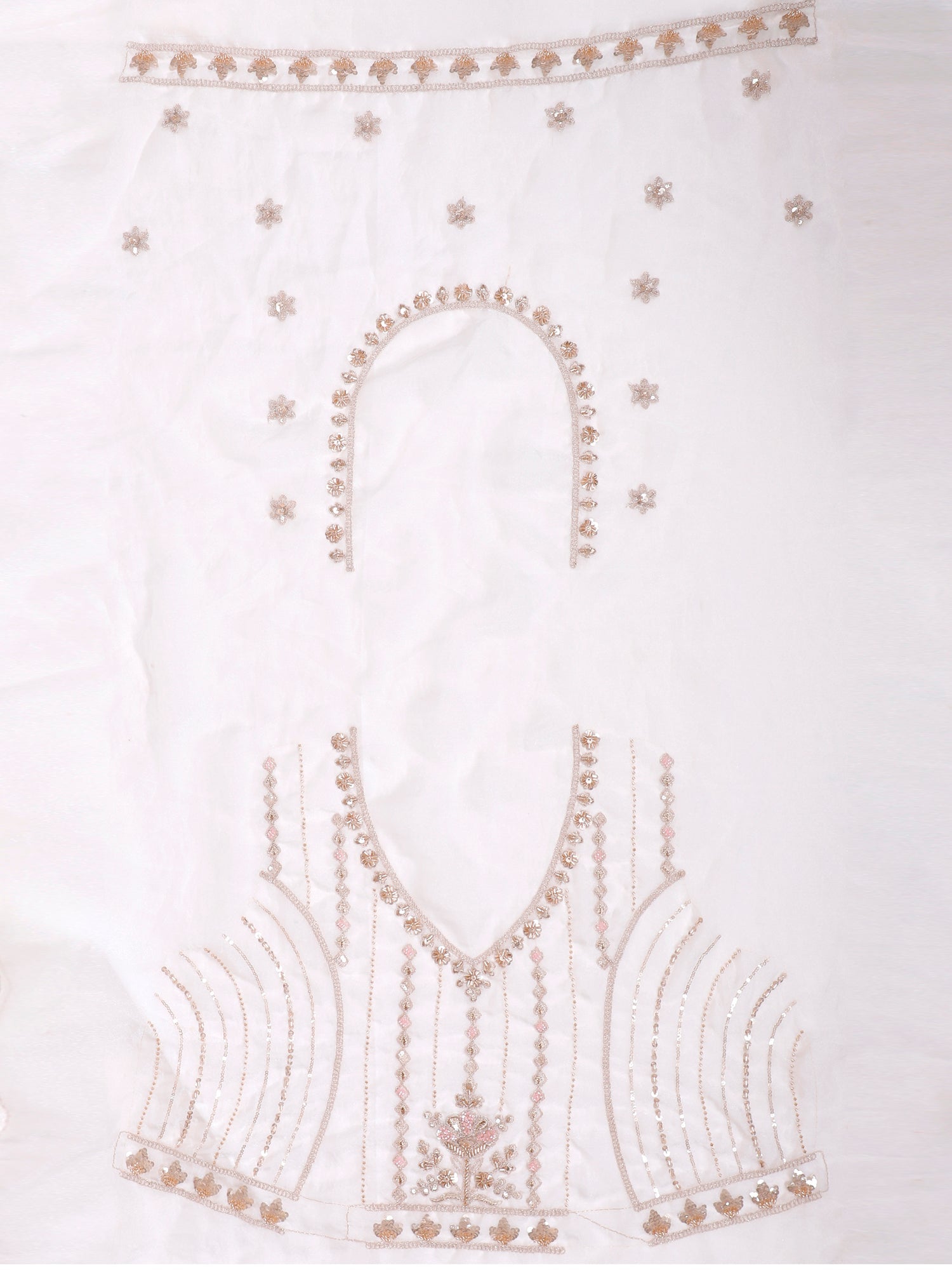 White-Peach Embroidered Glam Lehenga