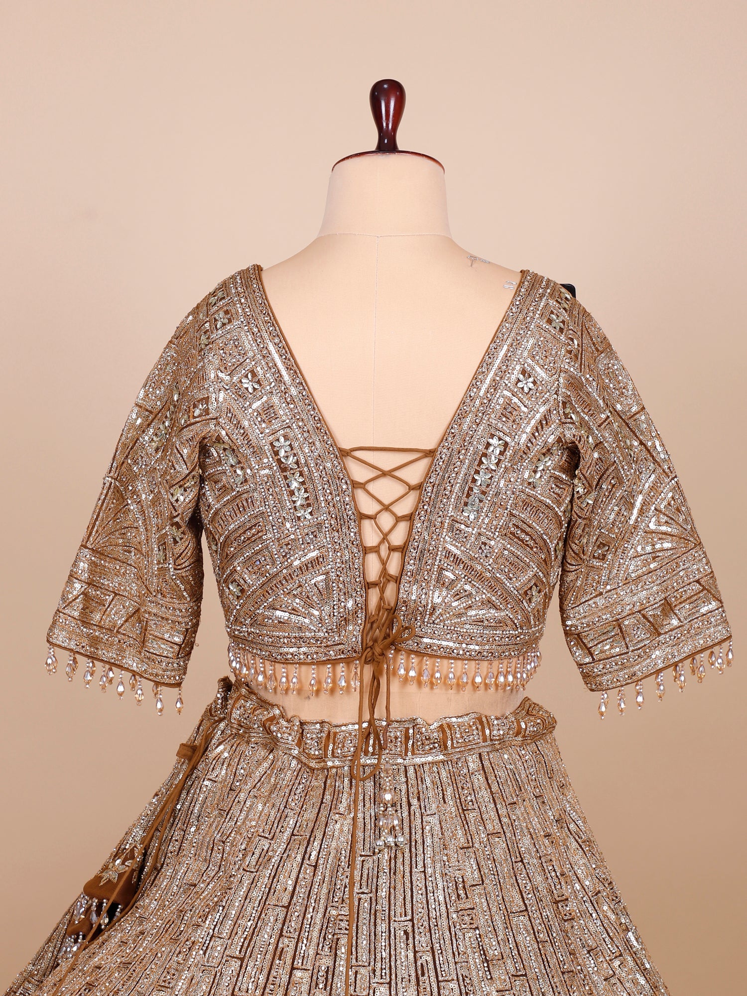 Tobacco Glow Couture with heavy jarkan Lehenga