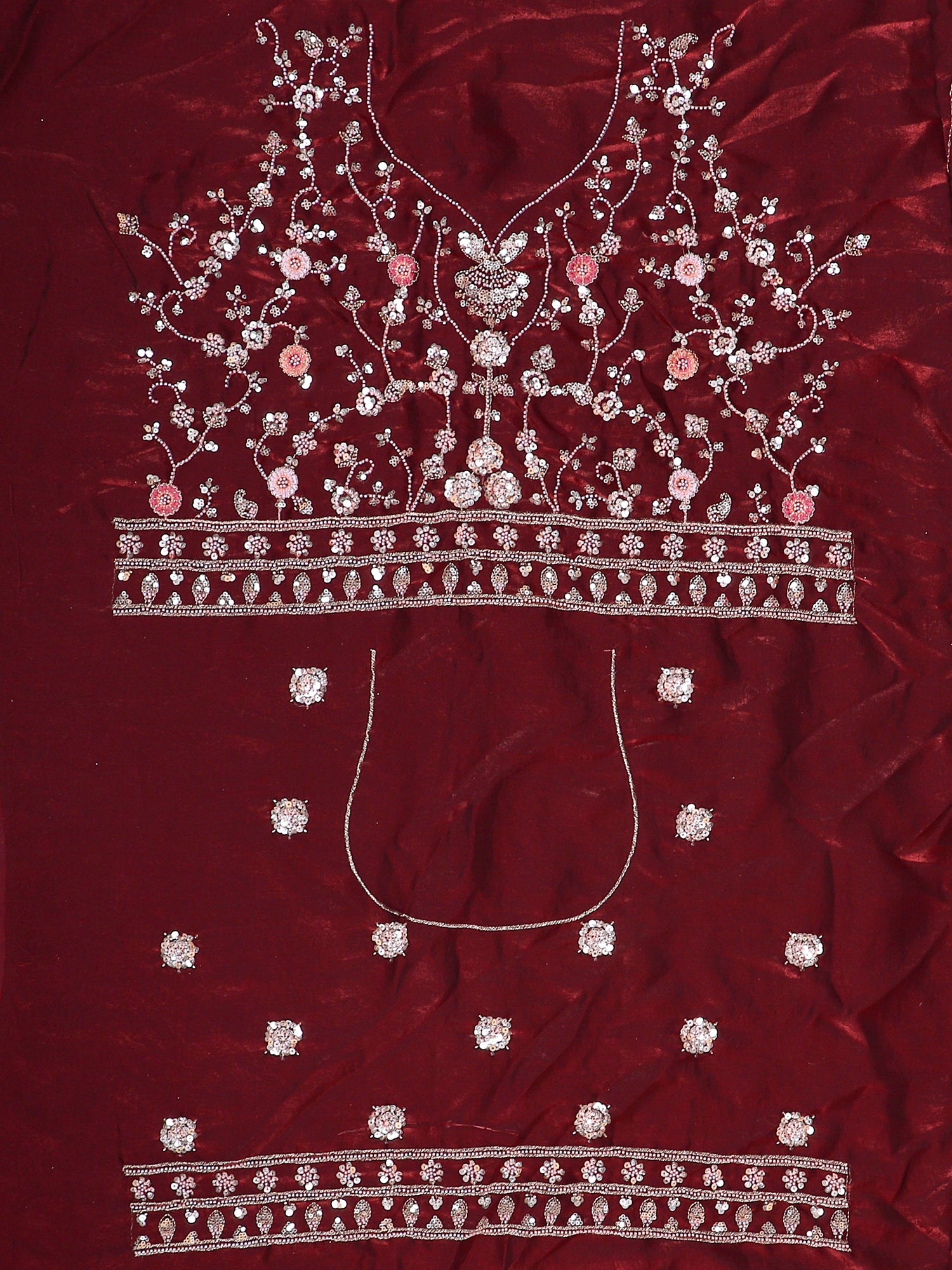 Rouge Radiance Embroidered Beads Lehenga