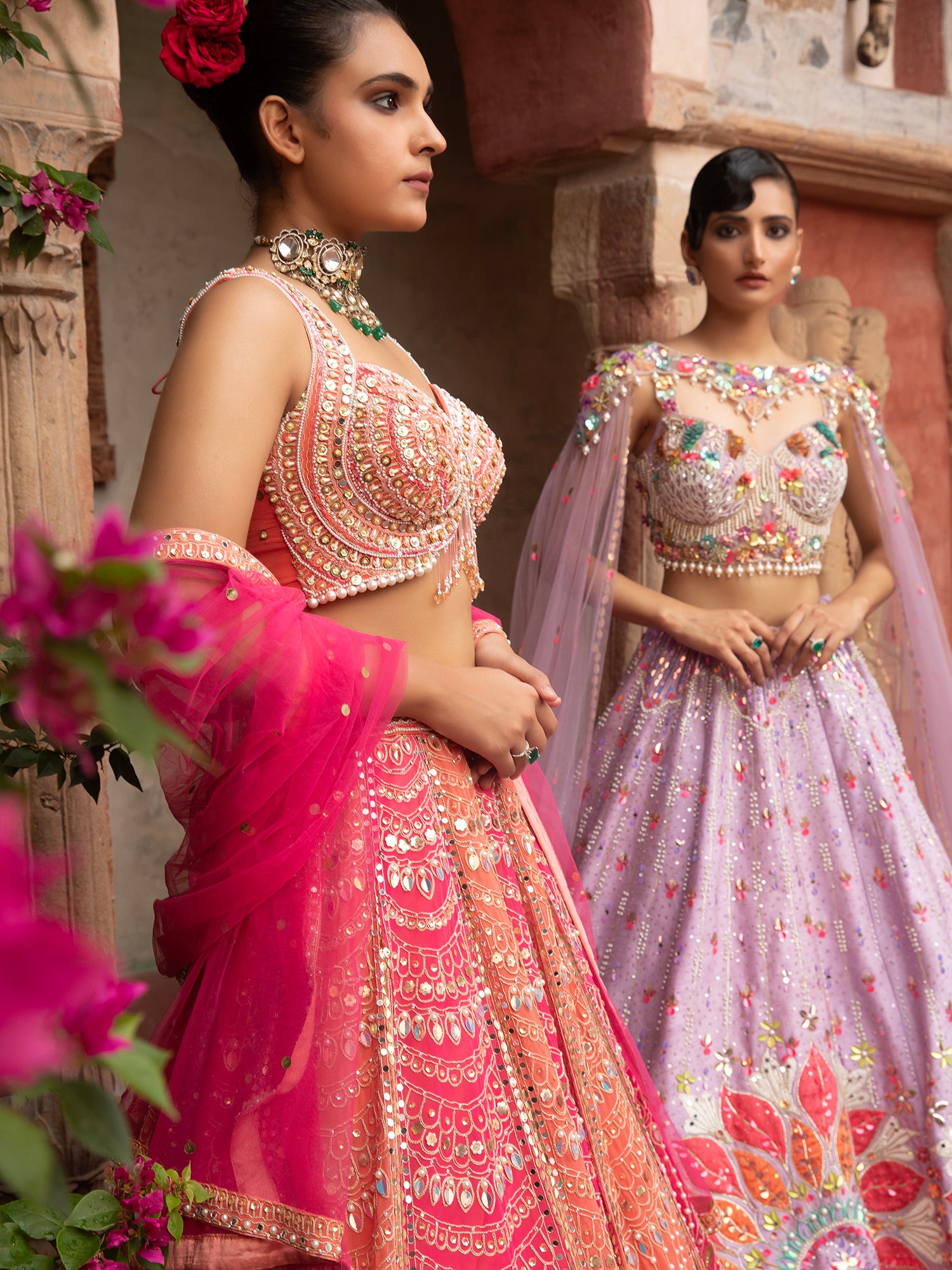 Multi-Color Party Silk Lehenga