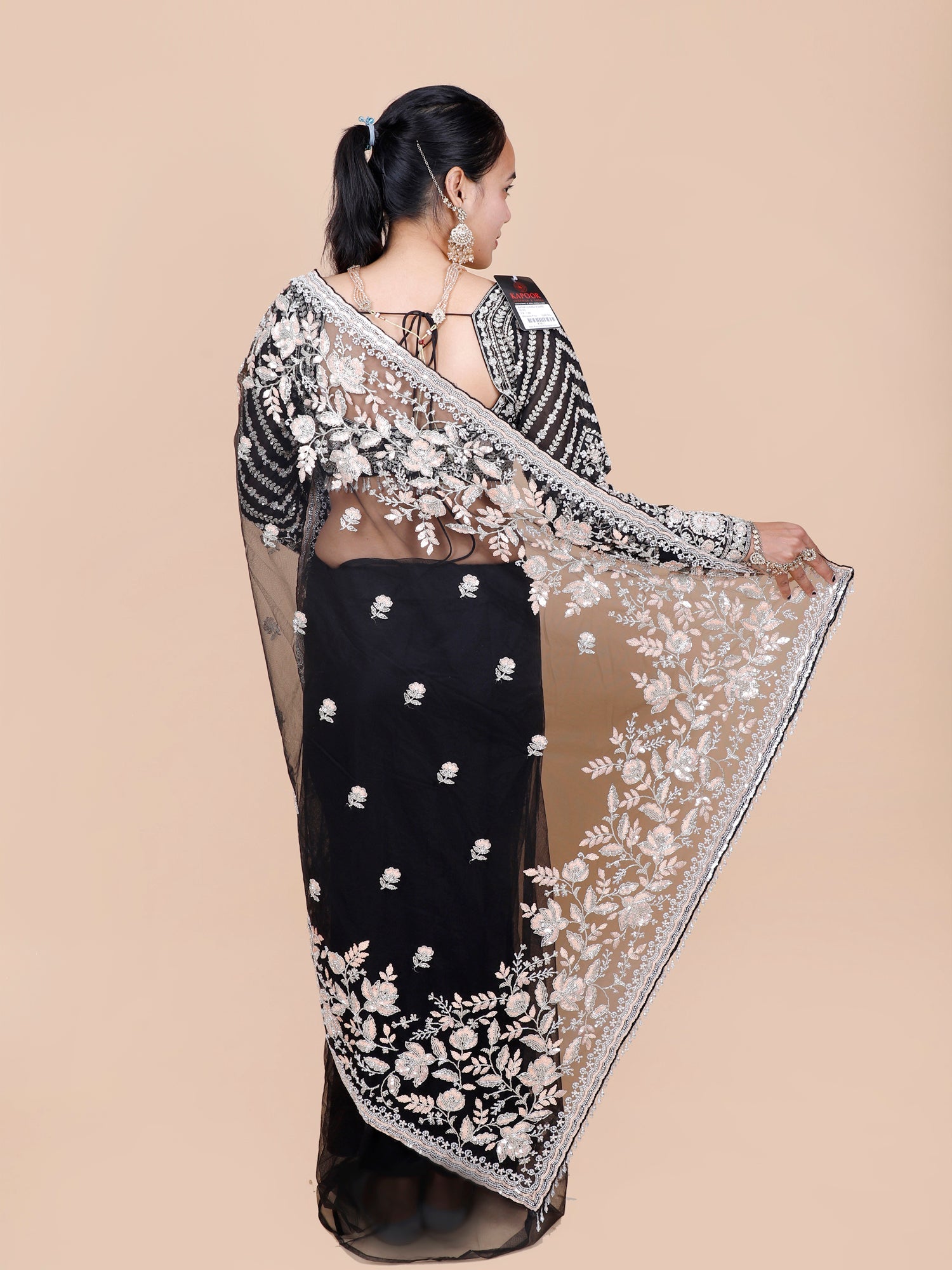 Midnight Opulence Embroidered Saree