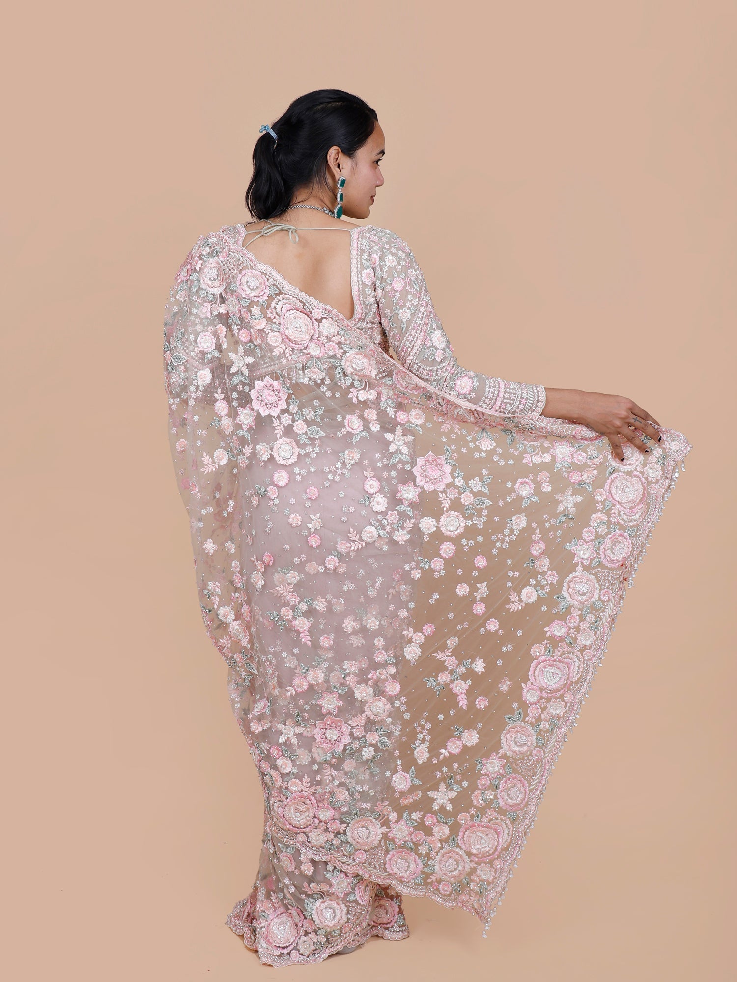 Twilight Orchid Dream Saree wIith jarkan