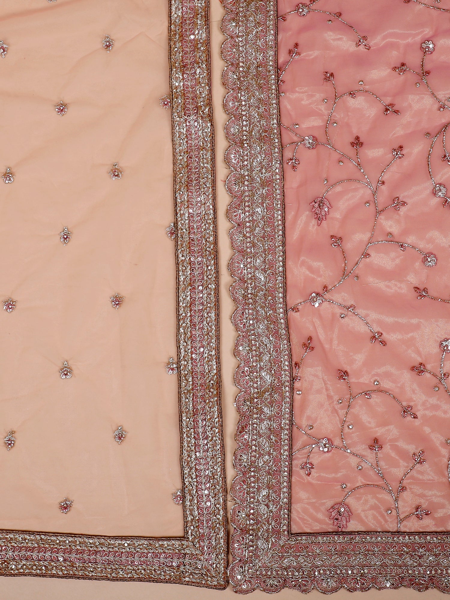 Cupcake Pink Threaded Organza Lehenga