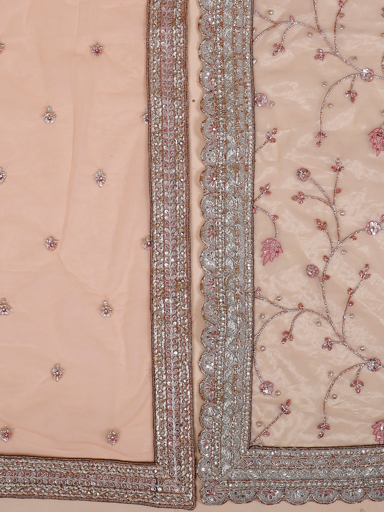 Ivory Elegance Organza Lehenga with Multicolor Thread