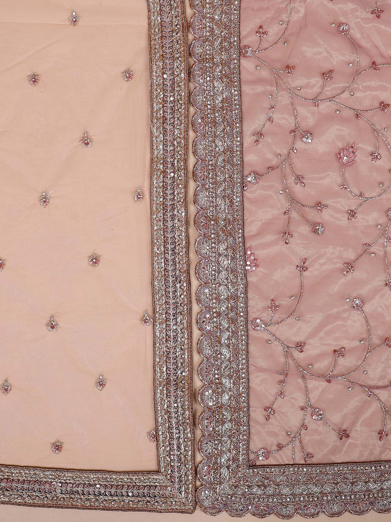 Pink Mist Organza Lehenga with Exquisite Thread Detailing