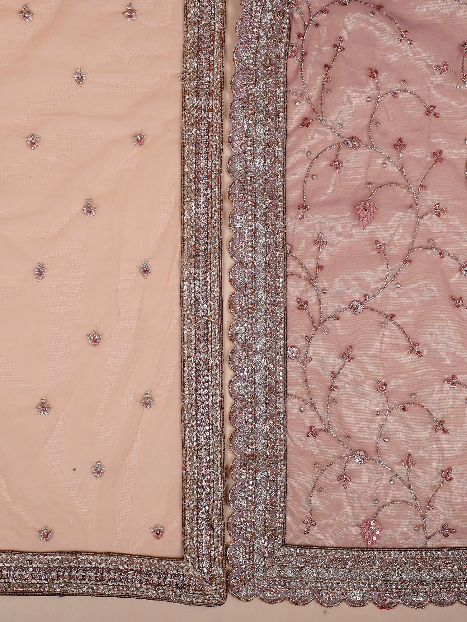 Lilac Organza Lehenga with Thread Embroidery