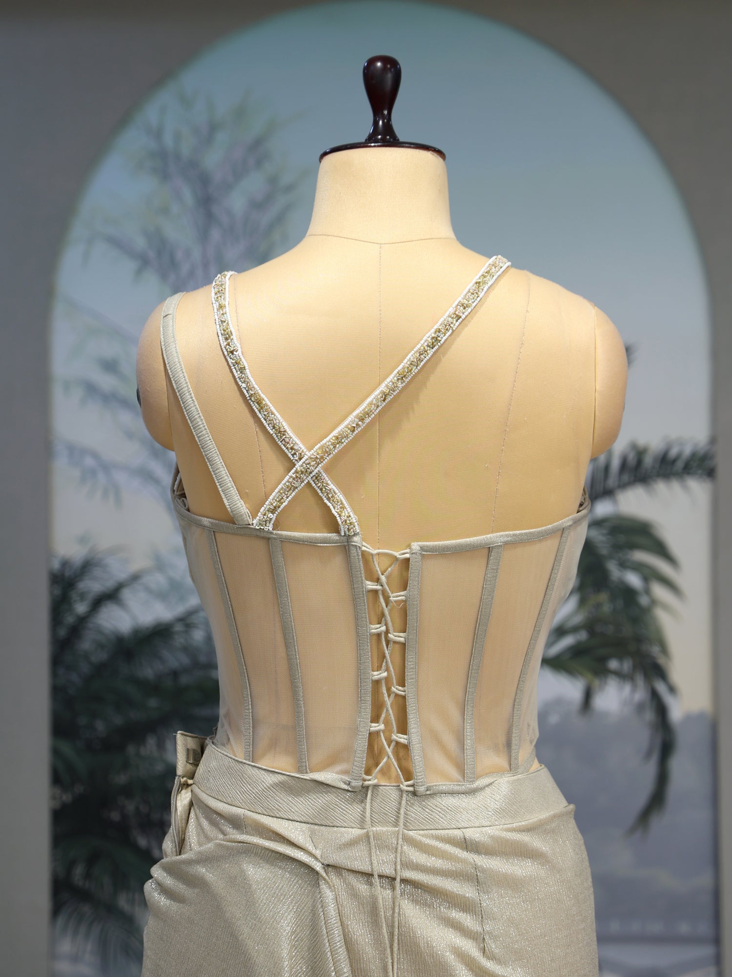 Desert Glow Dark Beige Saree with Beadwork &amp; Sequence