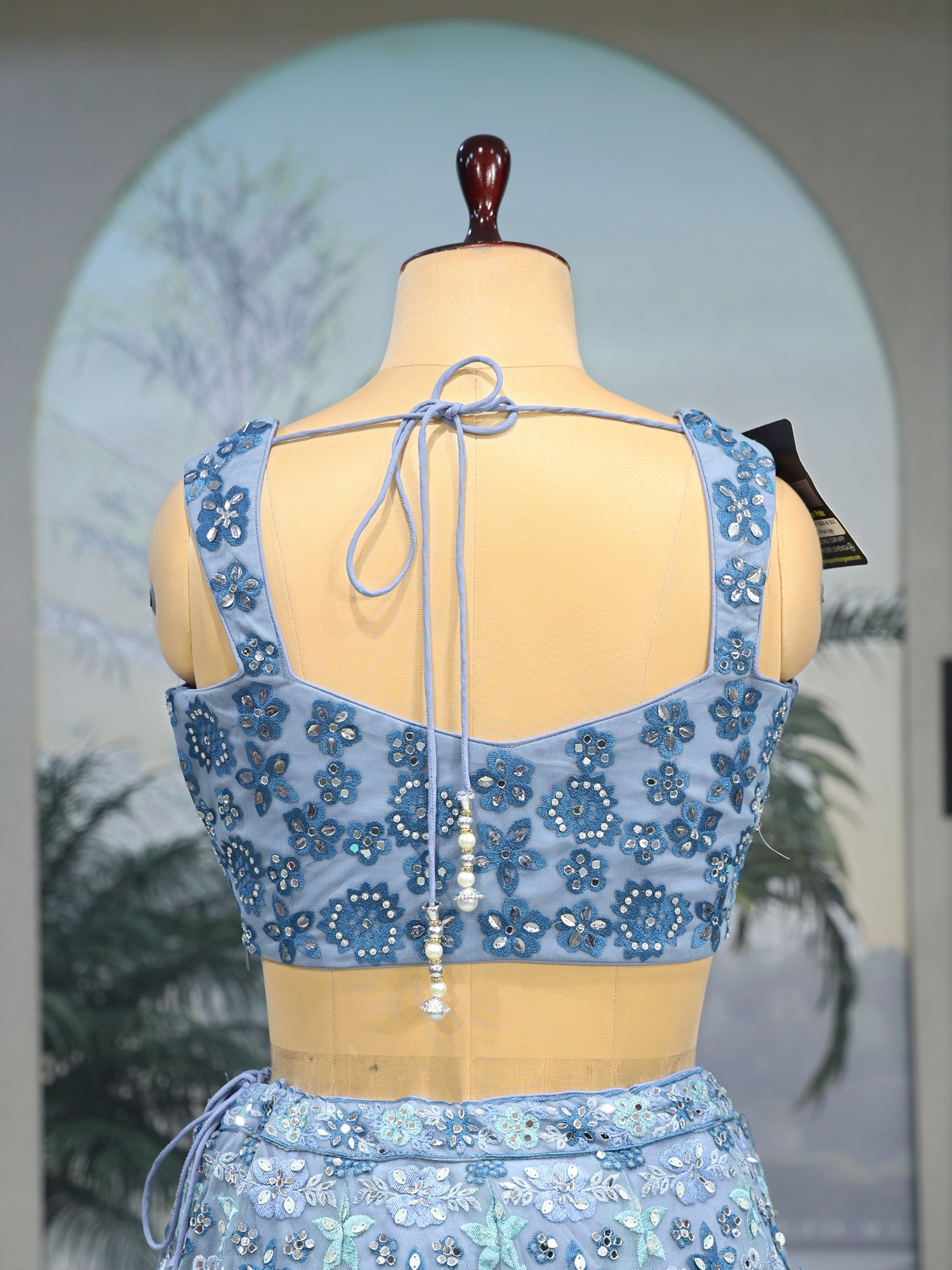 Ultimate Glam Look Sky Blue Sequin Mirror Lehenga