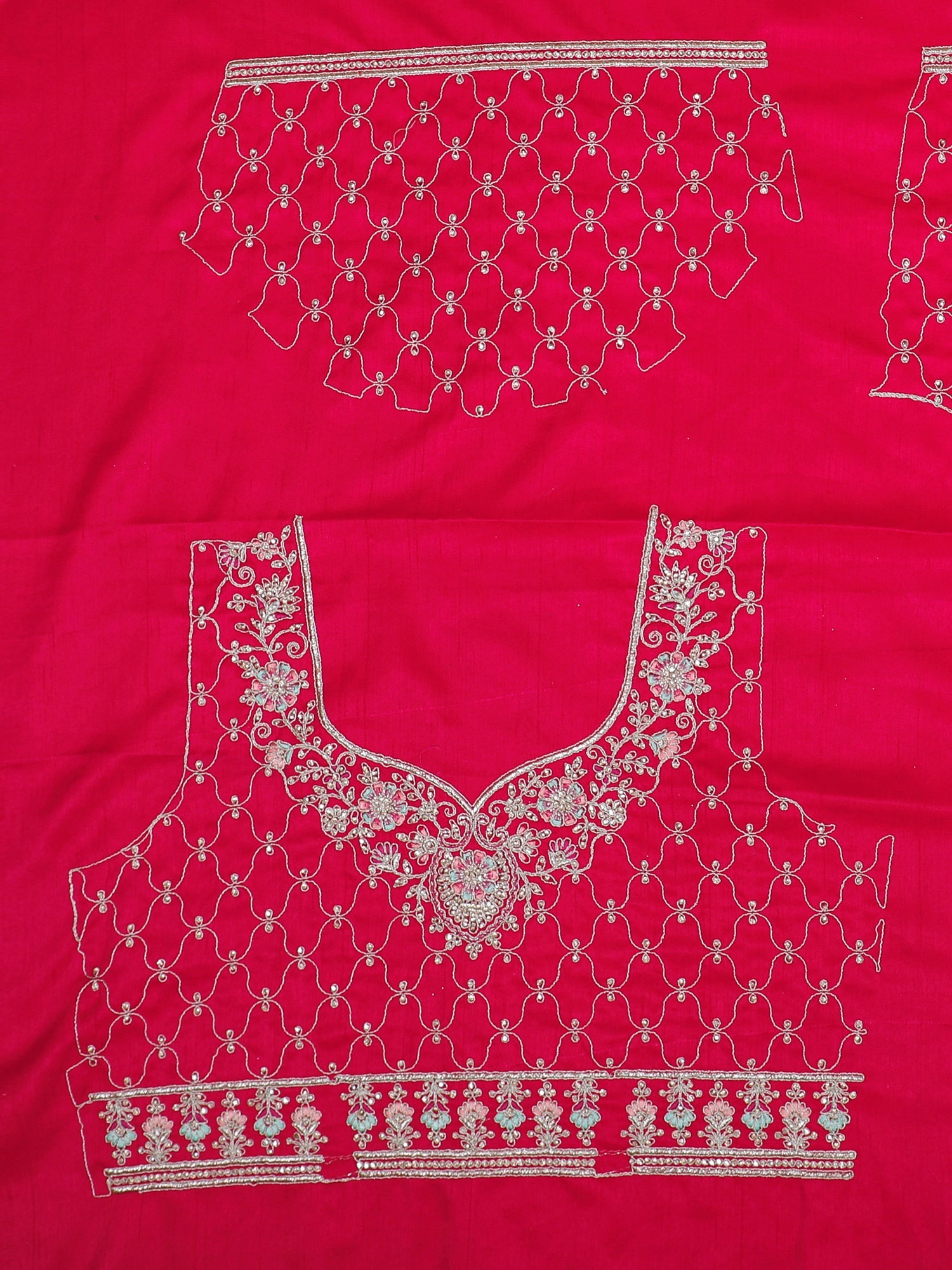 Rani Silk Floral Weave Lehenga With White Multithread