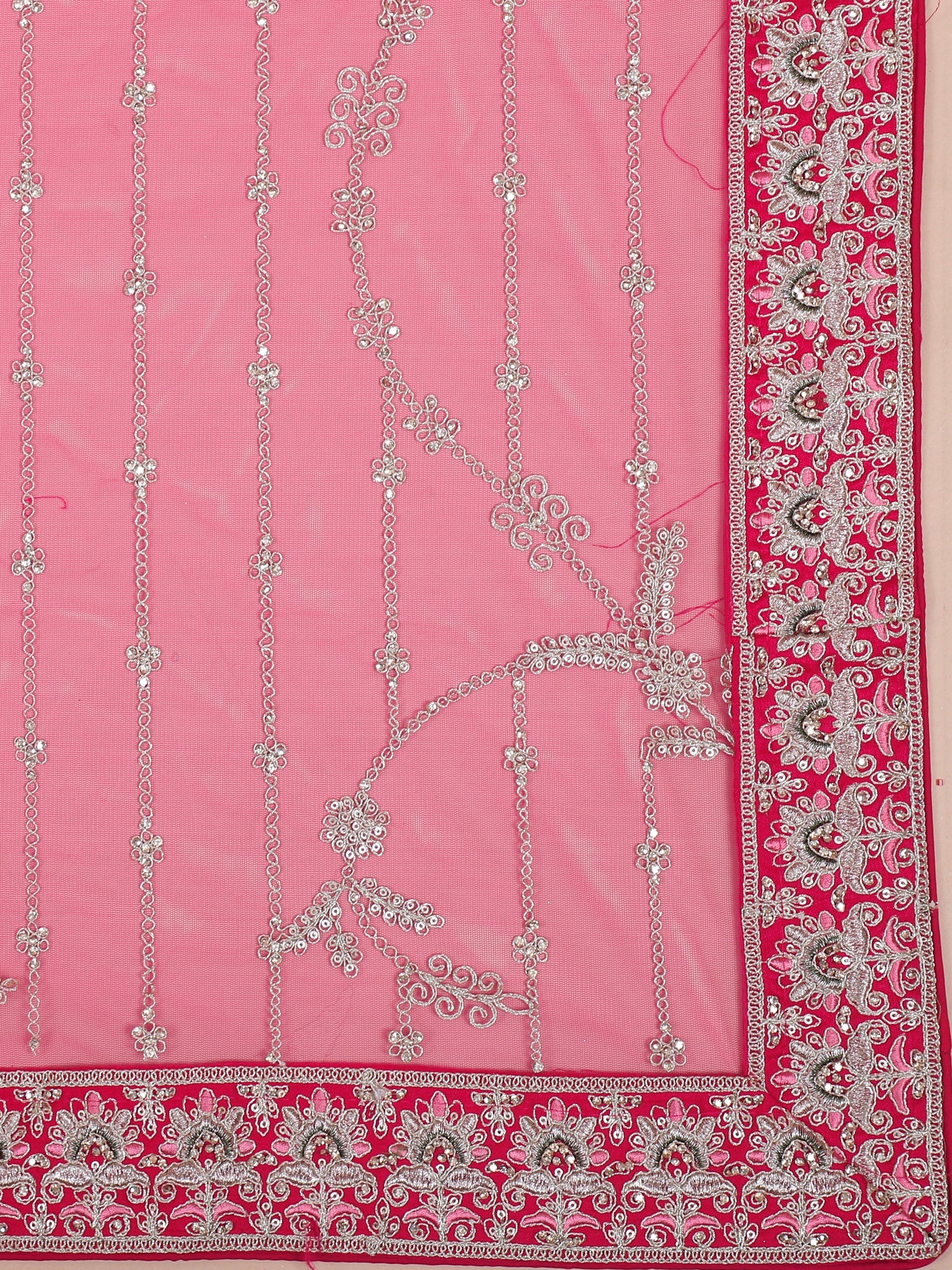 Majestic Pink Silk Lehenga With Diamond Thread Detailing