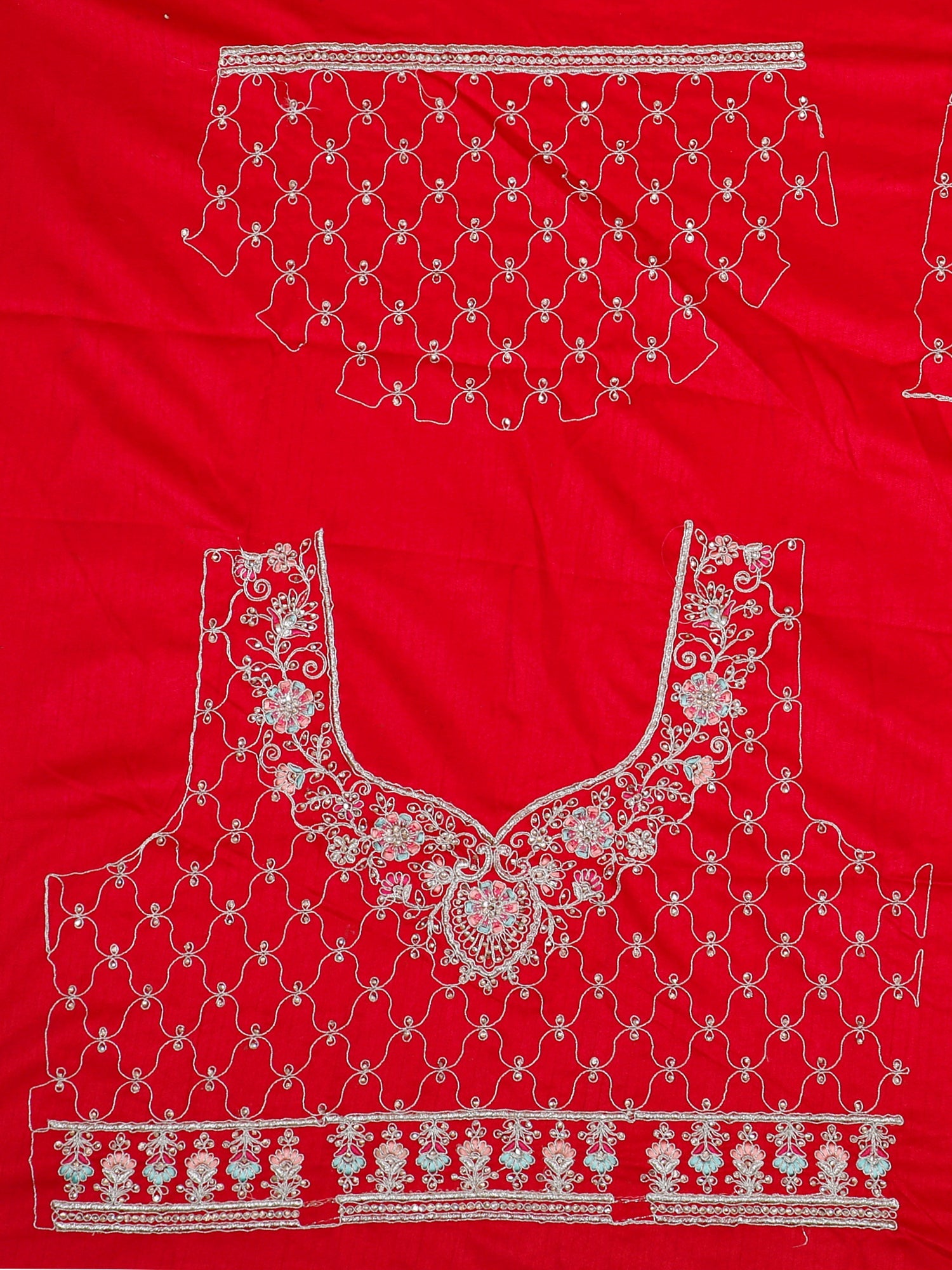 Scarlet Star Silk Lehenga With Diamond &amp; Thread