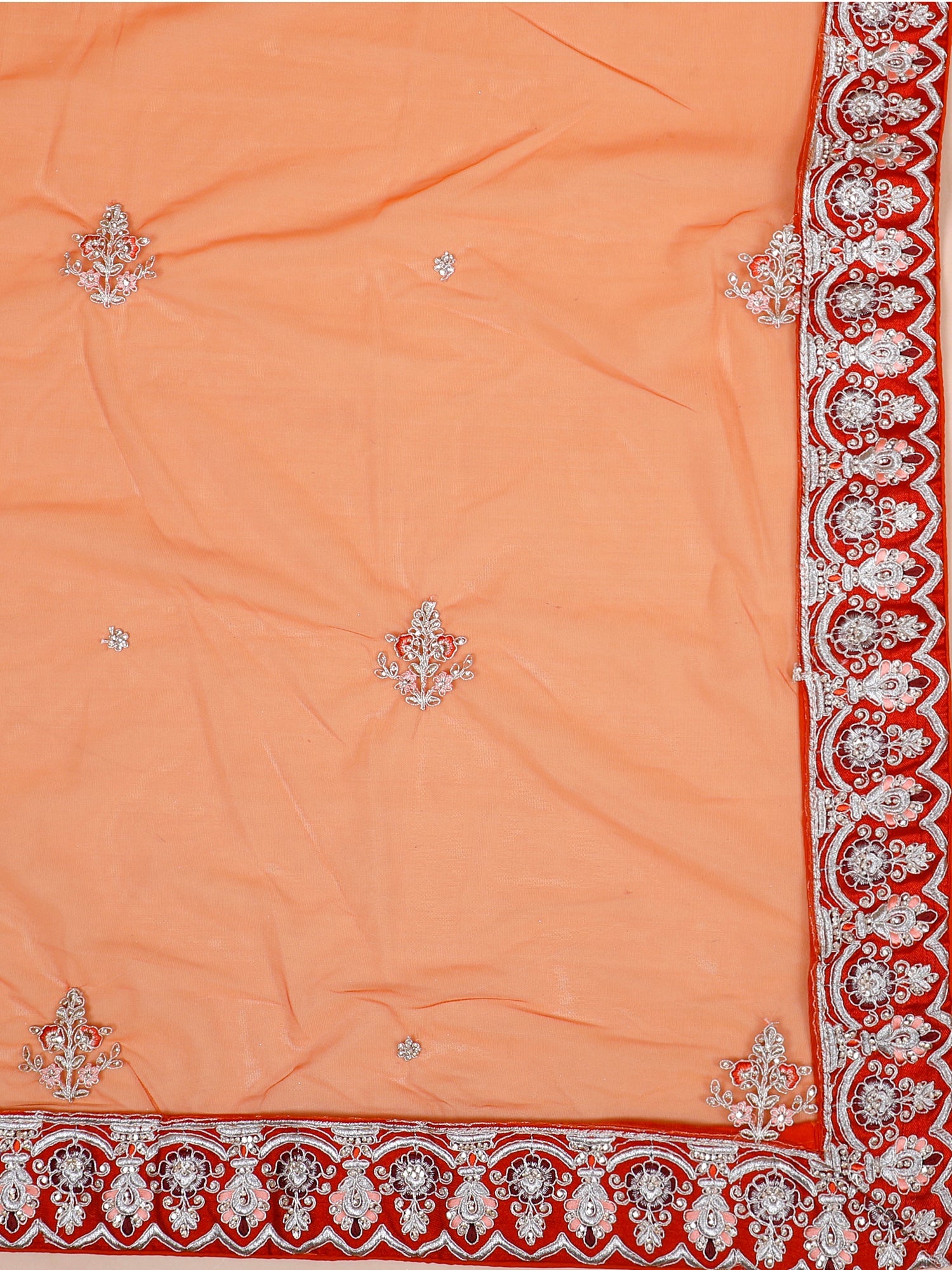 Marigold Silk Lehenga With Fine Stitch &amp; Crystal