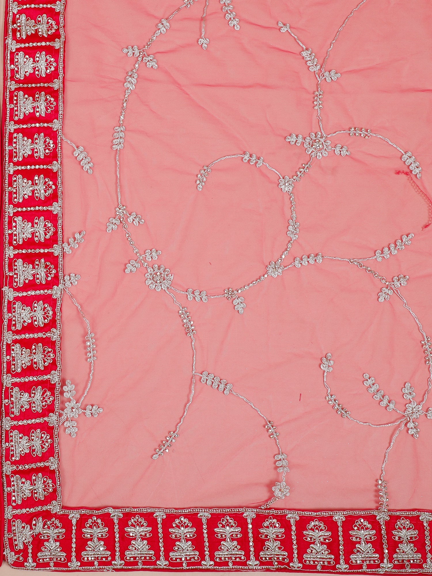 Ivory-Threaded Rust Silk Lehenga With Handwork