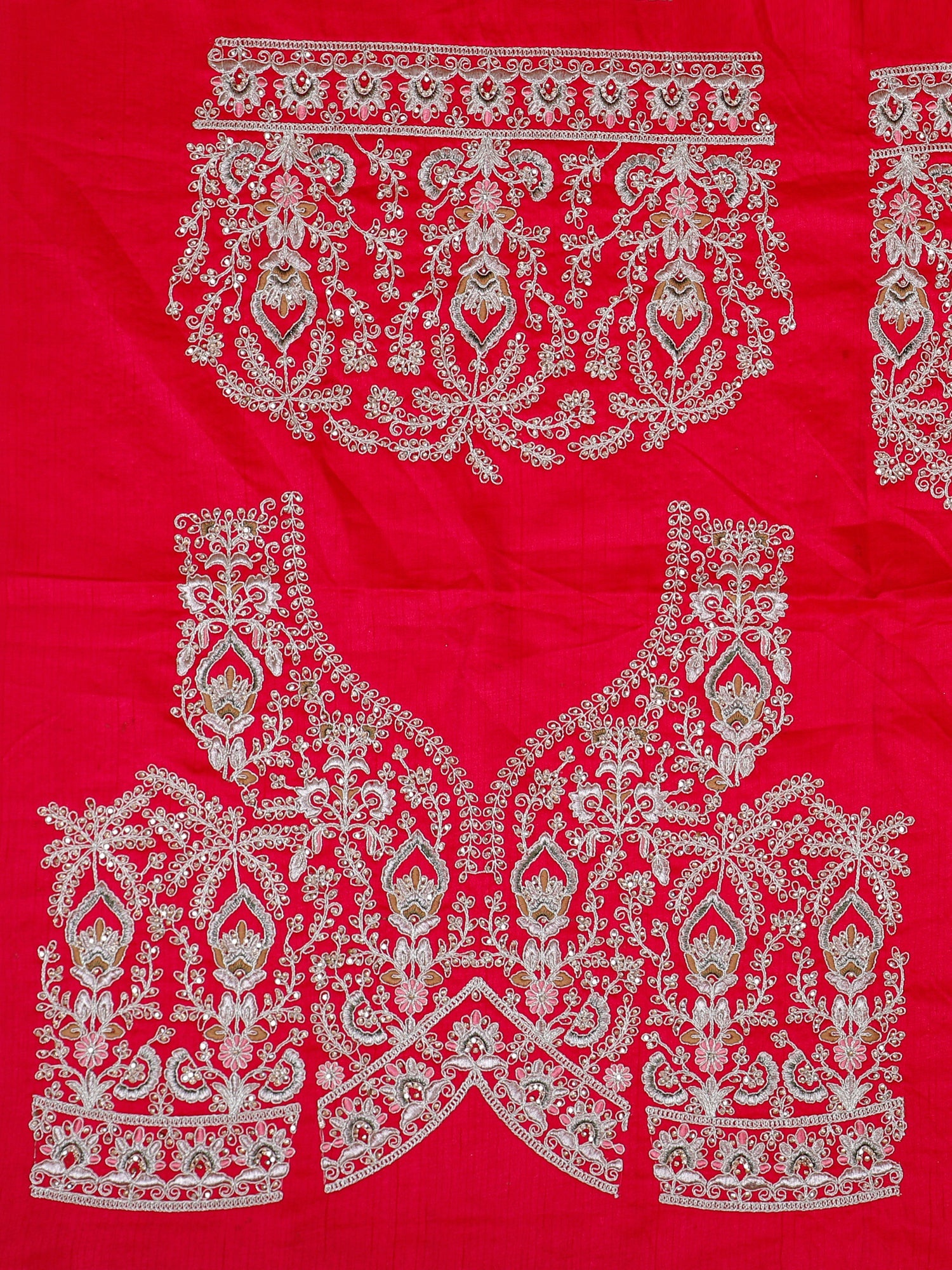 Regal Red Silk Jarkan Embellished Lehenga