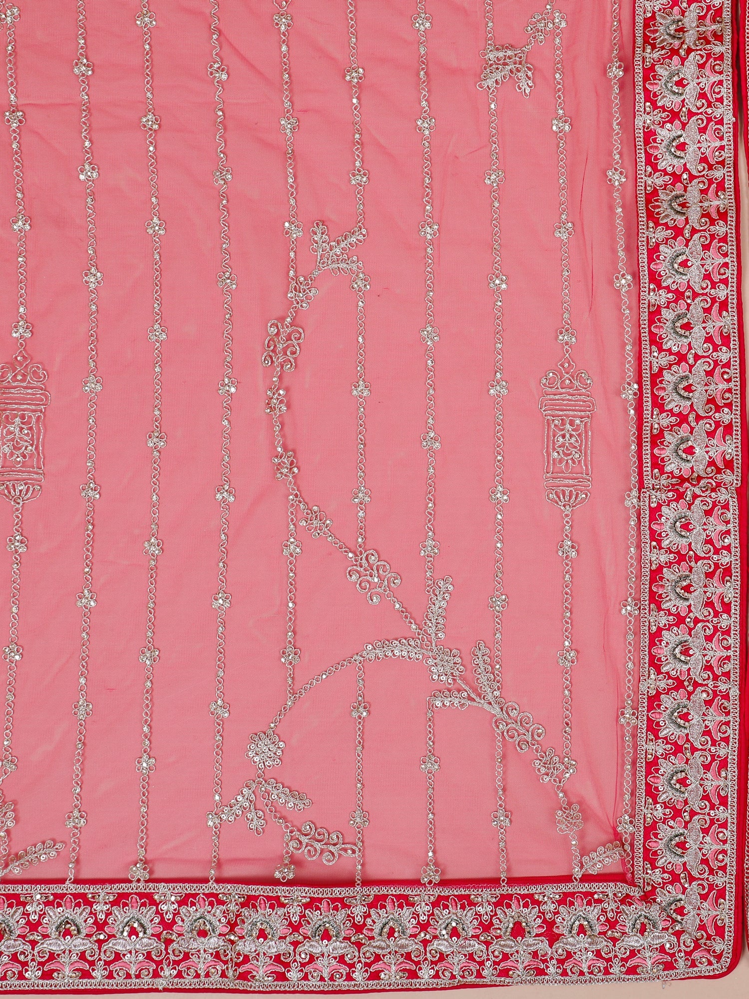 Regal Red Silk Jarkan Embellished Lehenga