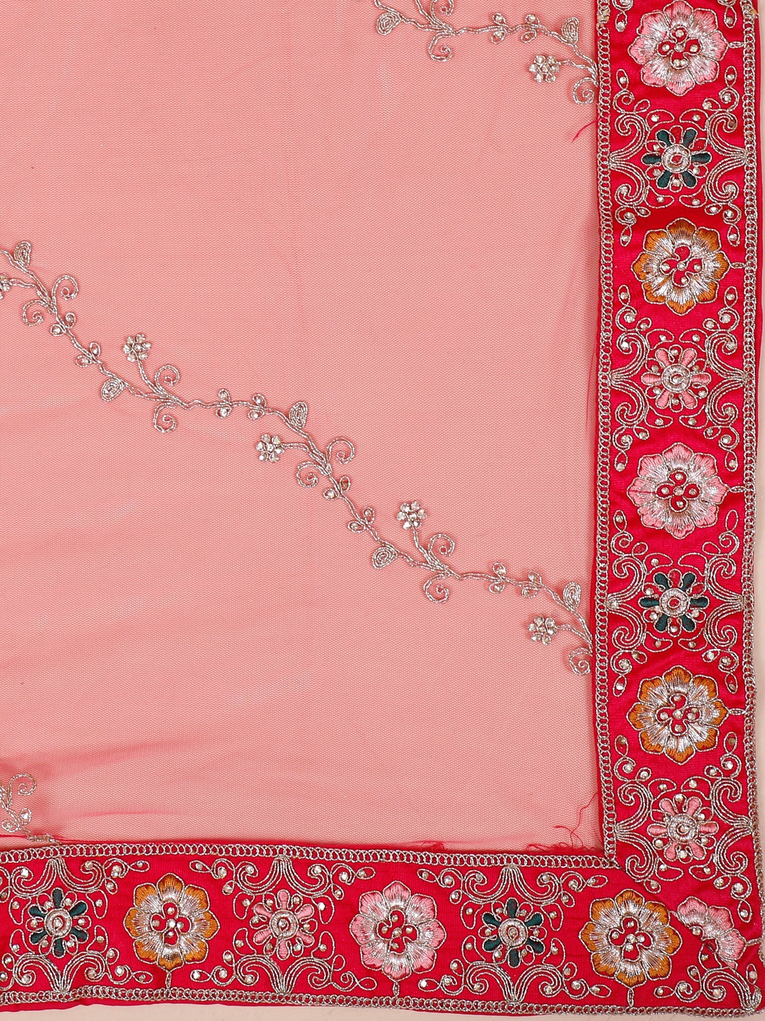 Royal Rose Silk Lehenga With Fine Crystal