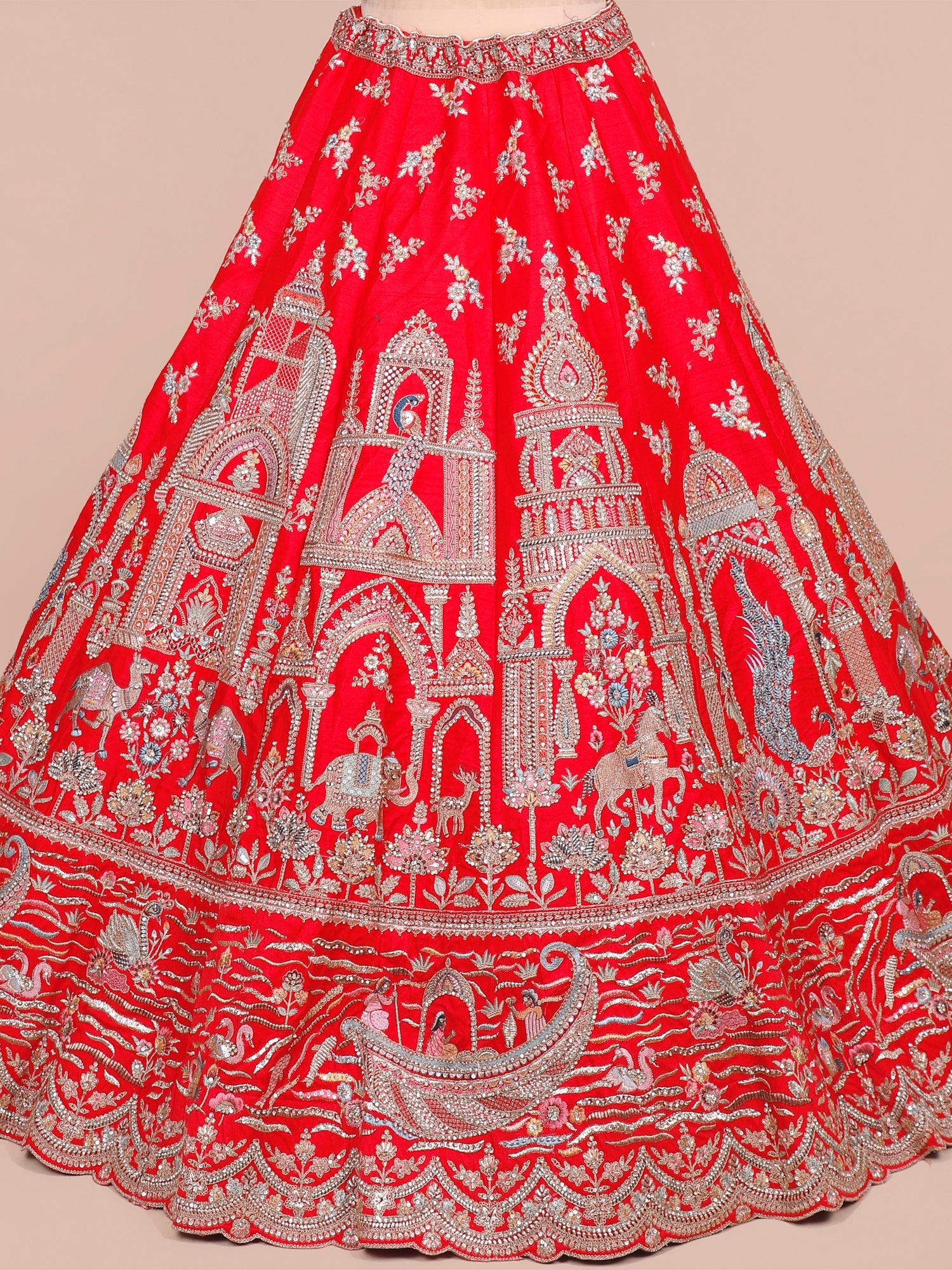 Garnet Breeze Multi Thread Bridal Lehenga