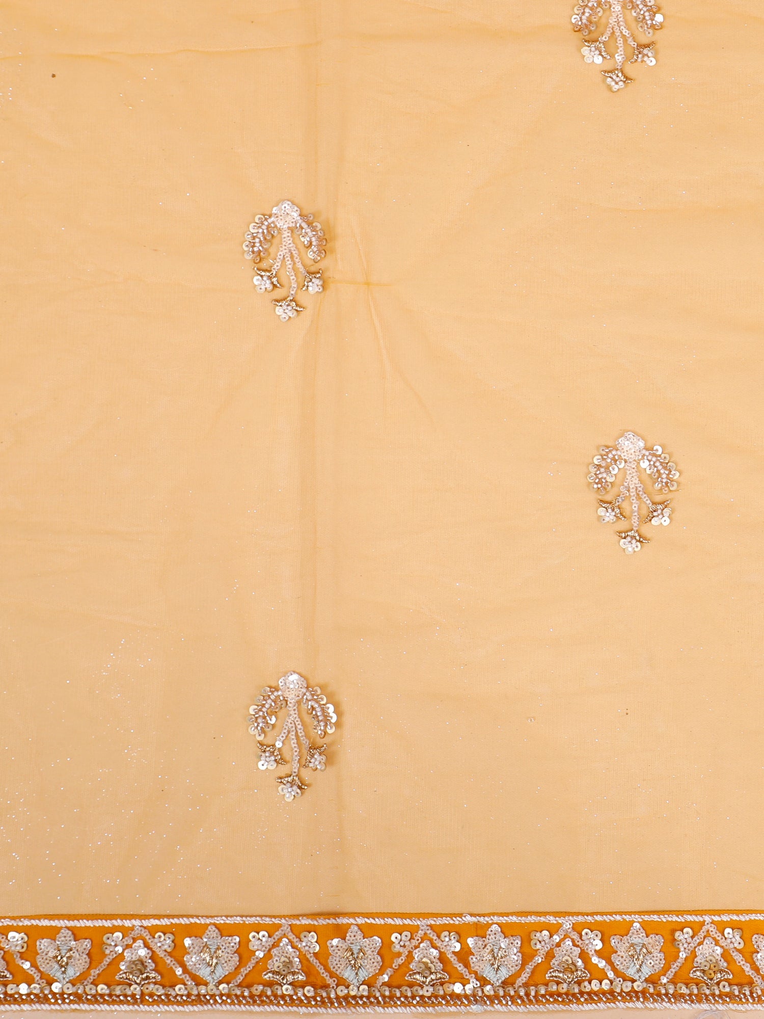 Pastel Yellow Net Lehenga With Beads &amp; Sequence Jarkan