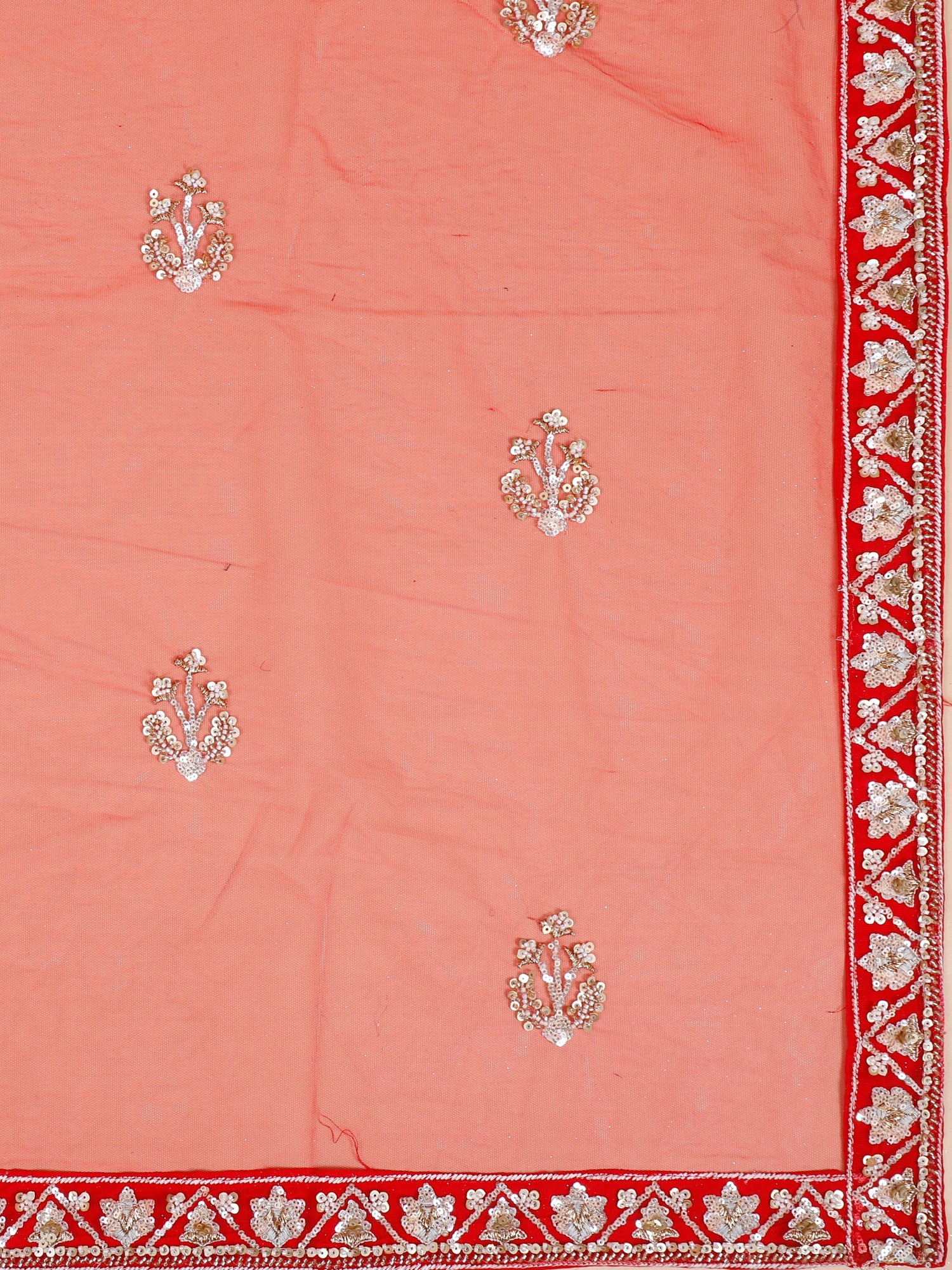 Crimson Red Designer Net Lehenga