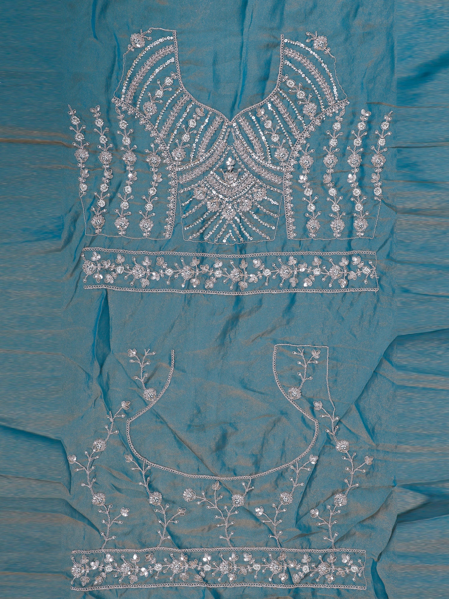 Ocean Pearl Blue Luxe Beads &amp; Sequence Lehenga
