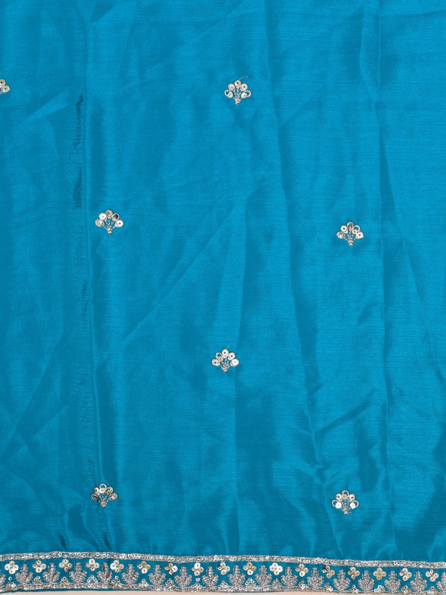 Blue Eternity Silk Lehenga With Thread Embroidery
