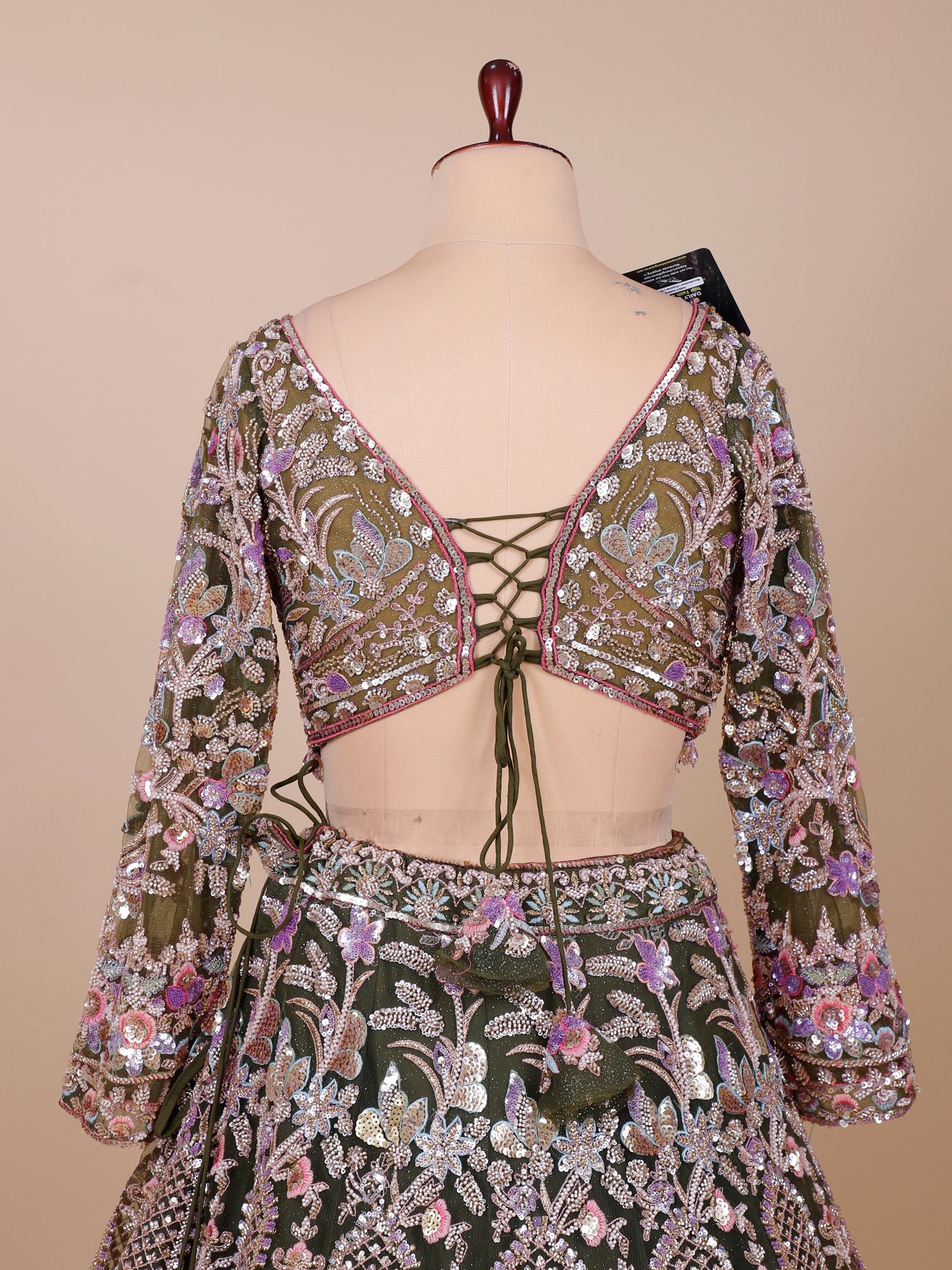 Mehendi Celestial Glow Jarkan Stones Lehenga