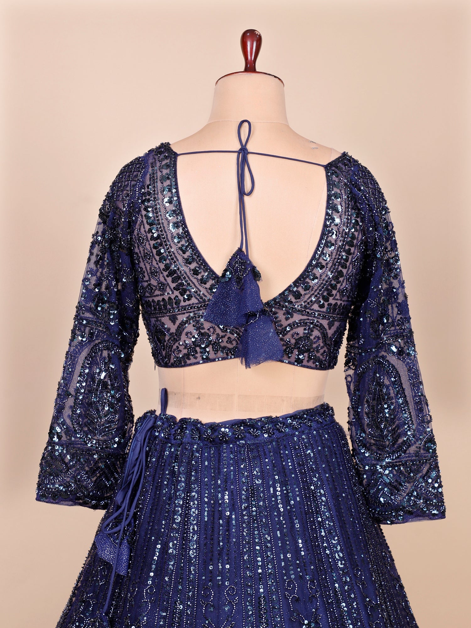 Navy Majestic Stardust Beads Lehenga