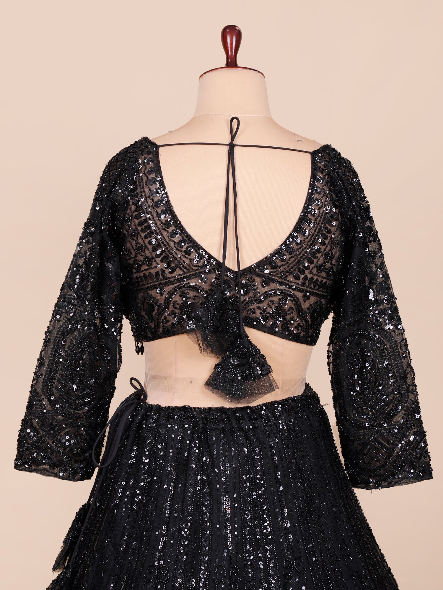Black Ember Luxe Lehenga With Beads Sequence