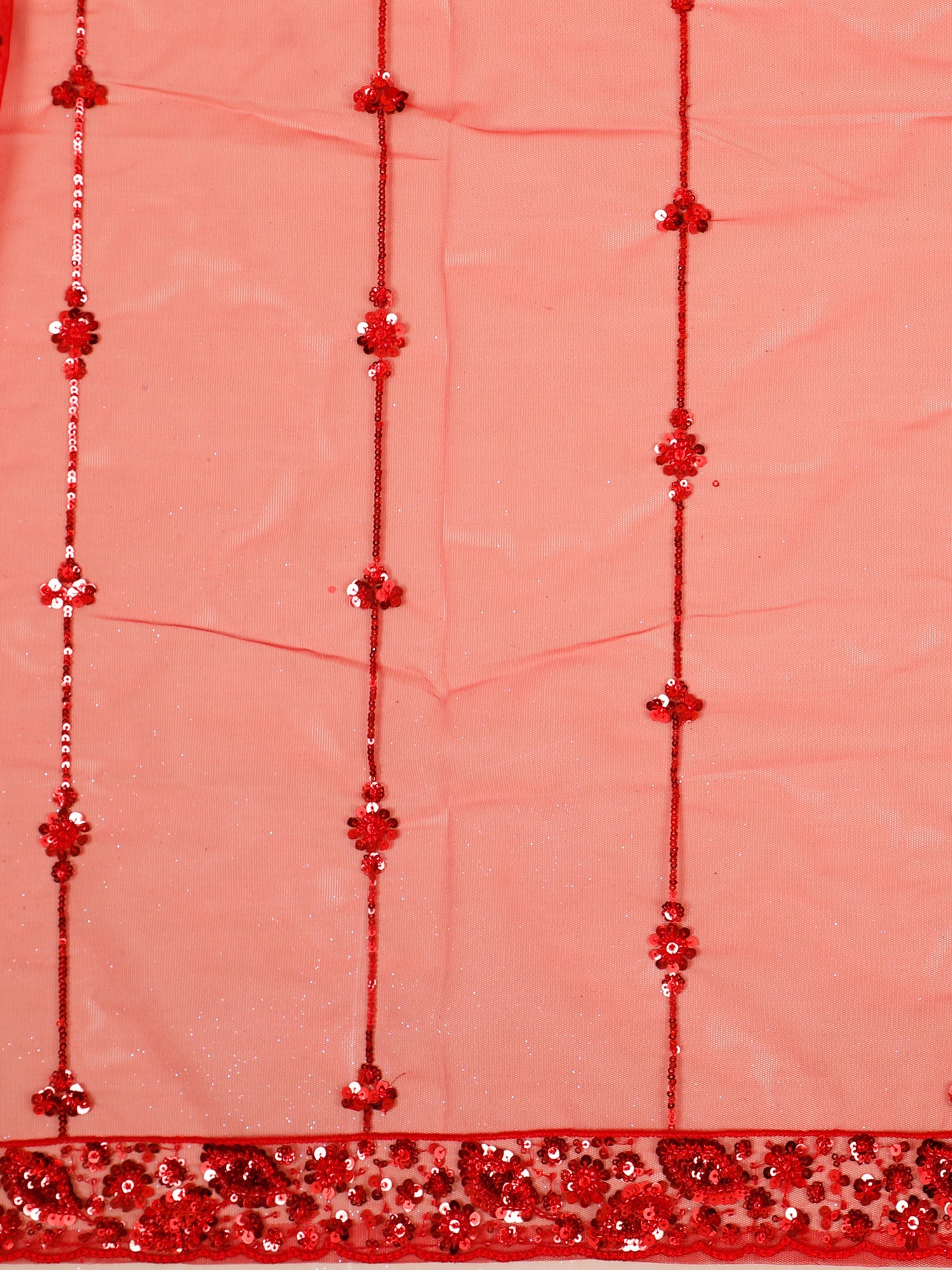 Red Empire Sequence Beads Lehenga