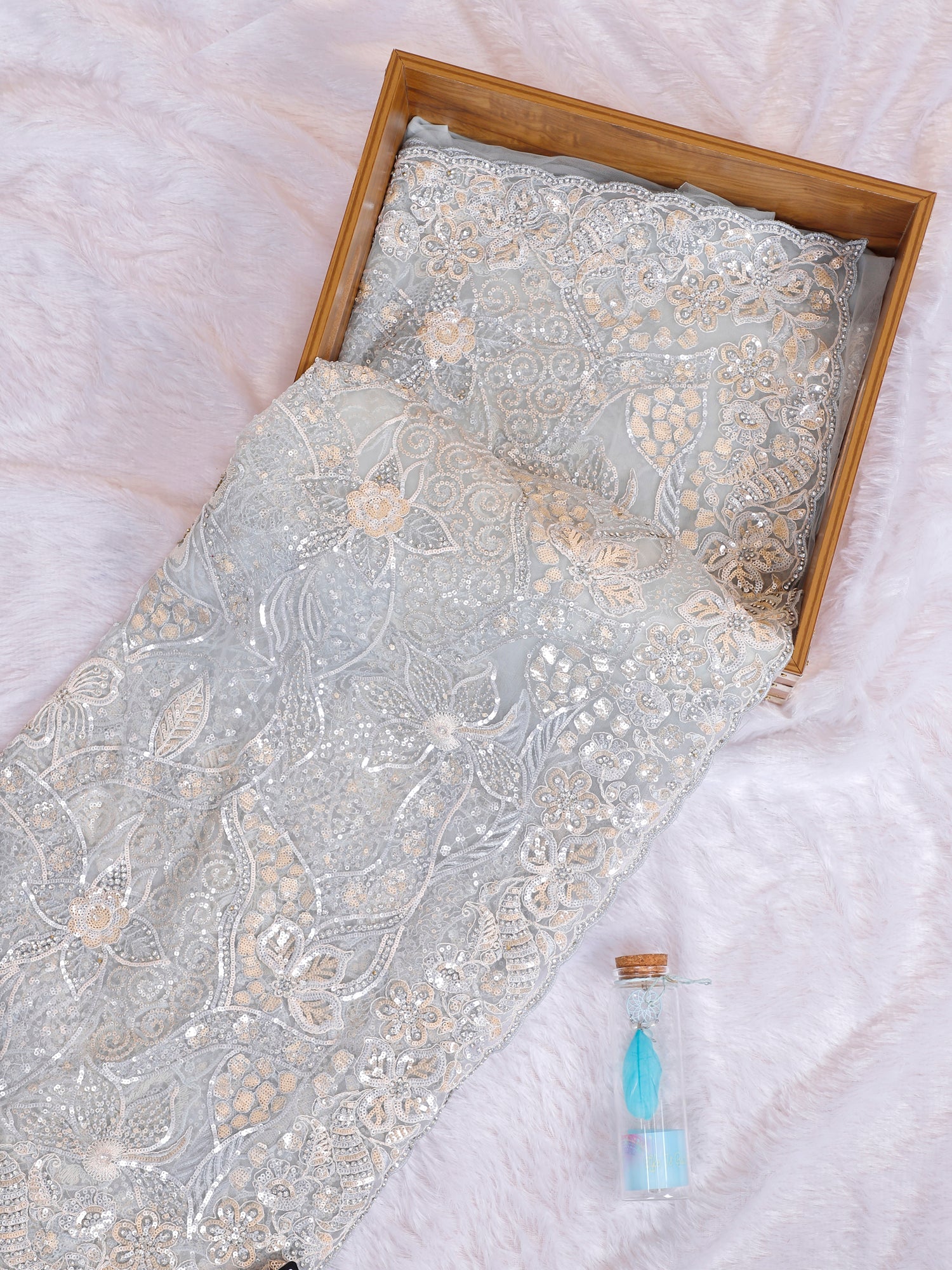 Aqua Light Net Aqua Dream Sequence Saree