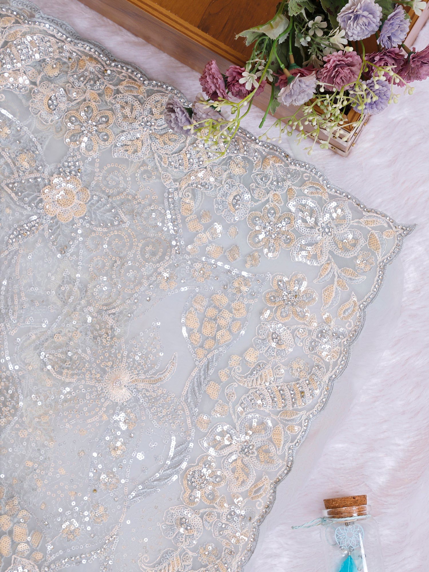 Aqua Light Net Aqua Dream Sequence Saree