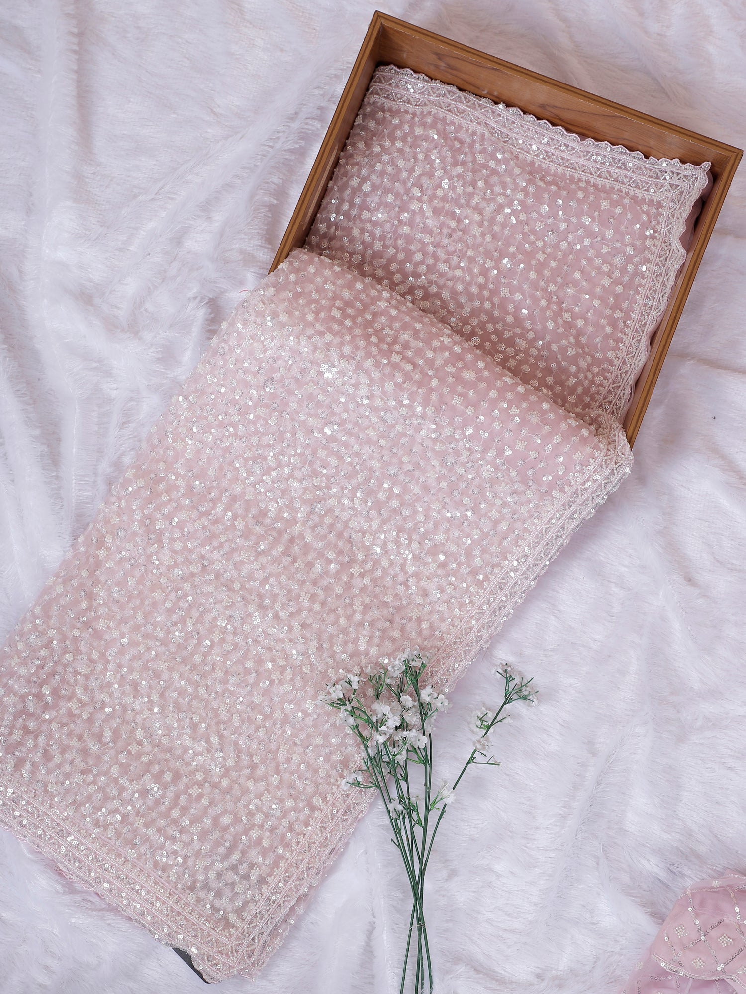 Orchid Petal Glow Net Saree With Masterpiece Sequence