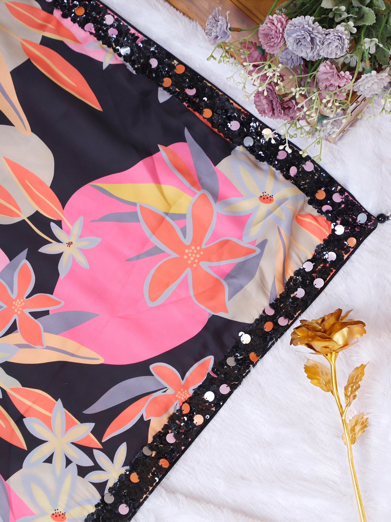 Radiant Multitone Crepe Silk Saree With Luxe Sequence Work