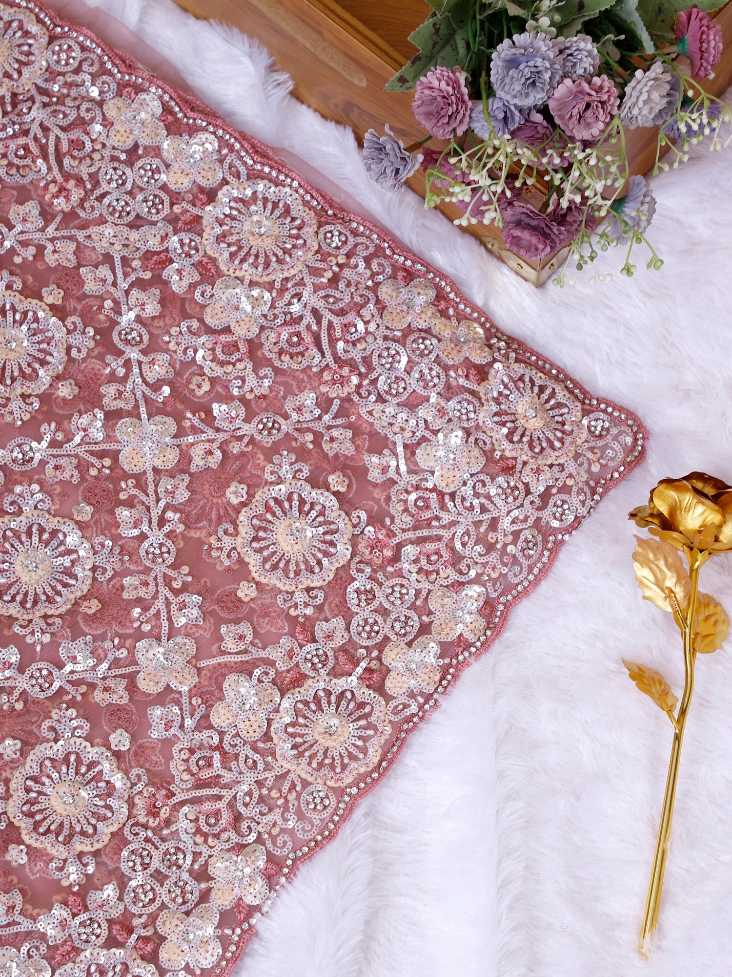 Lavender Mirage Premium Net Saree With Sparkling Sequins