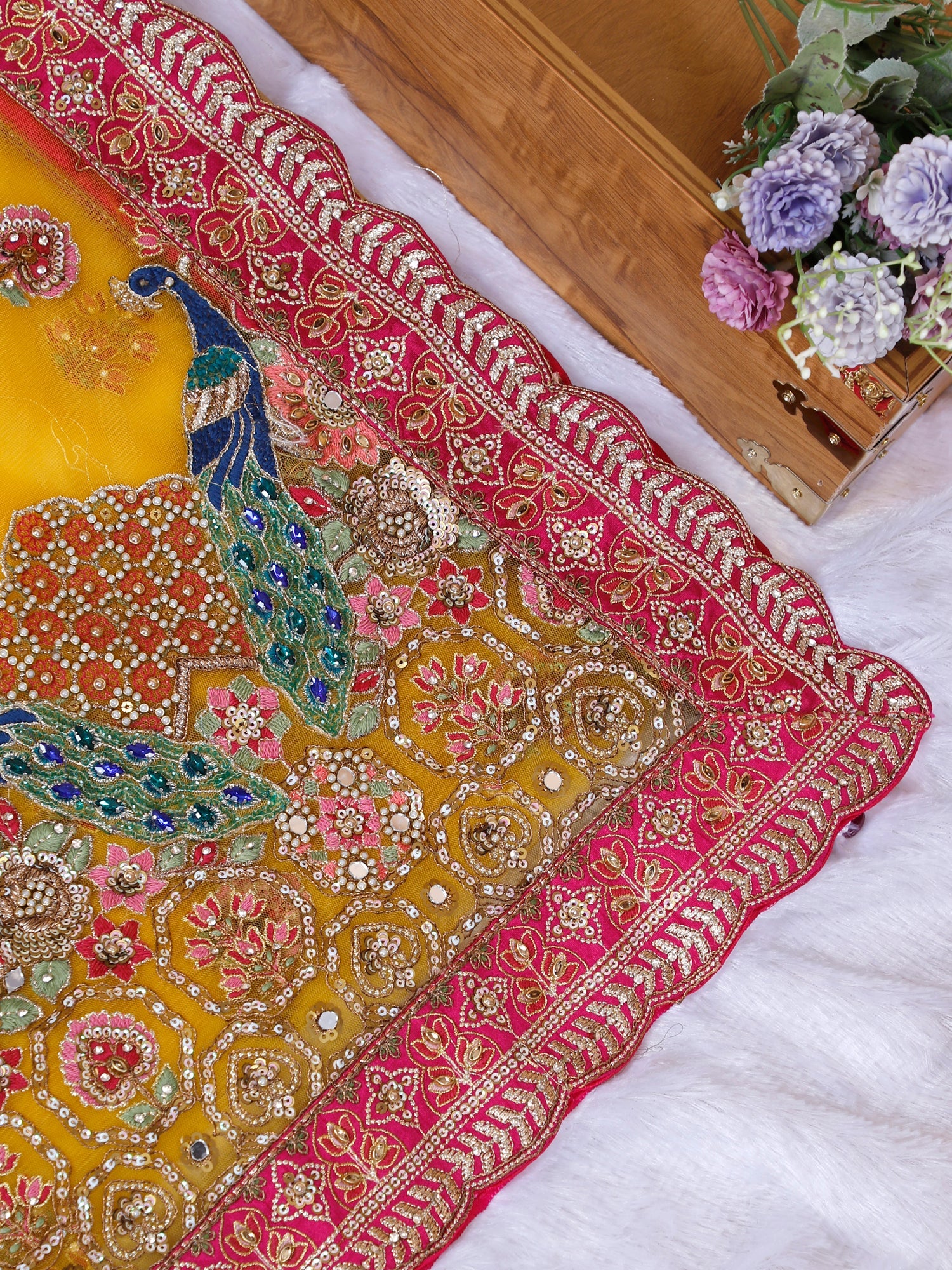 Party Wear Multi Color Net Saree With Diamond Sequin Handwork